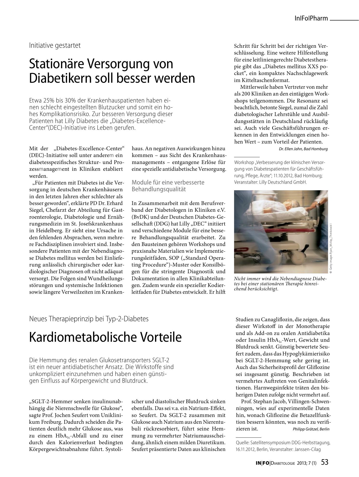Vorschauseite 1: Stationäre Versorgung von Diabetikern soll besser werden