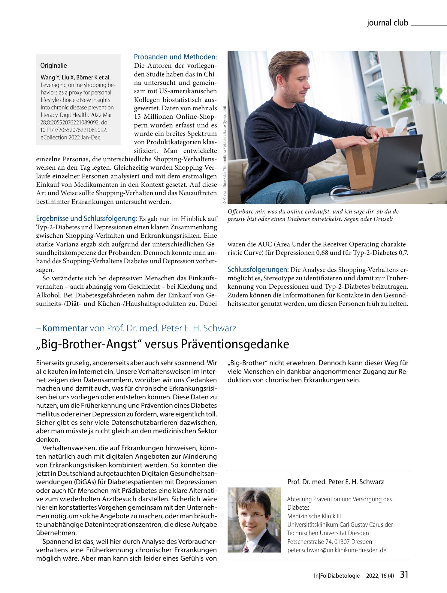 Vorschauseite 2: Online-Shopping-Verhalten liefert auch Hinweise aufs Diabetesrisiko