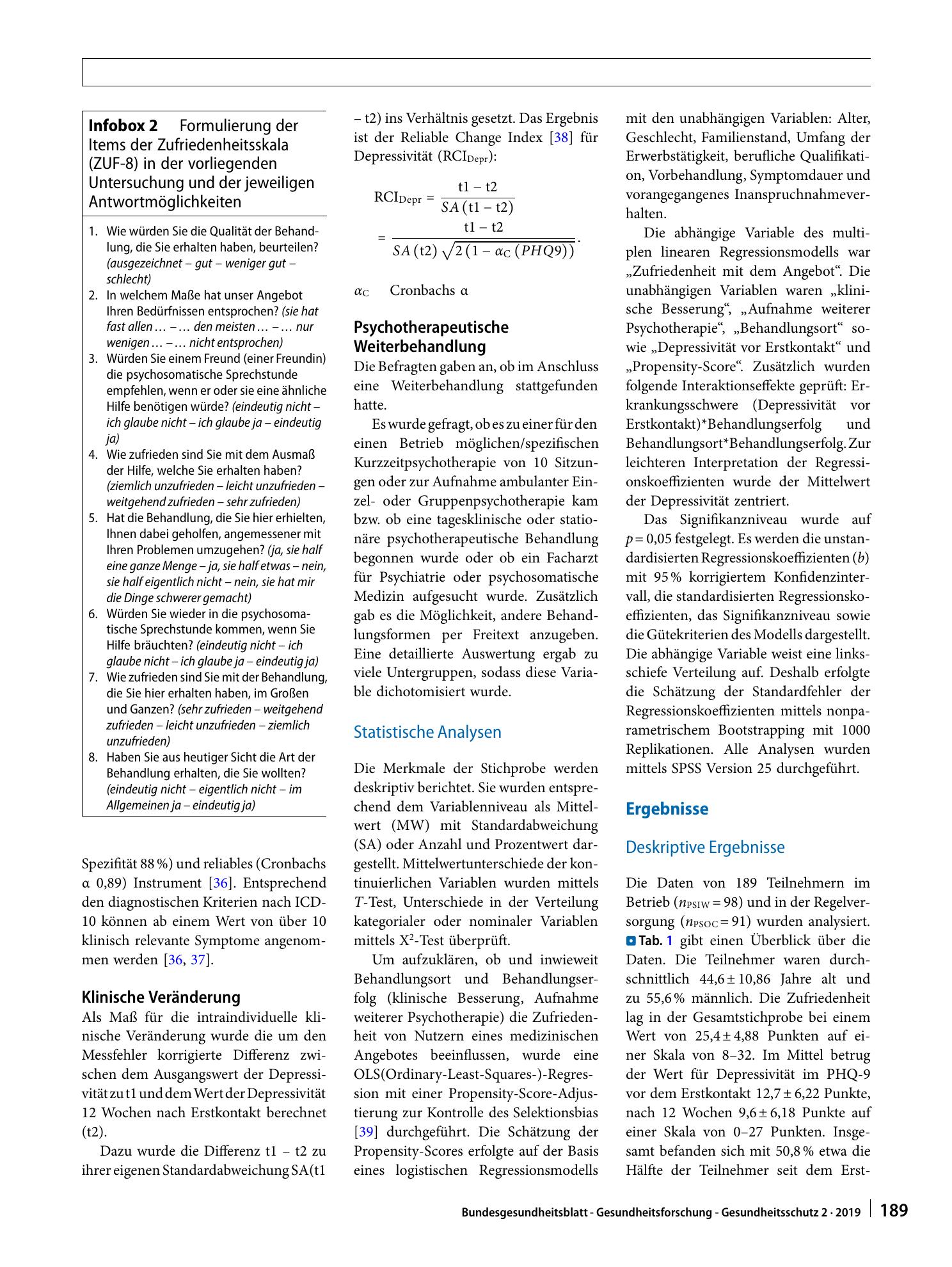 Vorschauseite 4: Wie bewerten Nutzer das neue Versorgungsmodell „Die Psychosomatische Sprechstunde im Betrieb“?