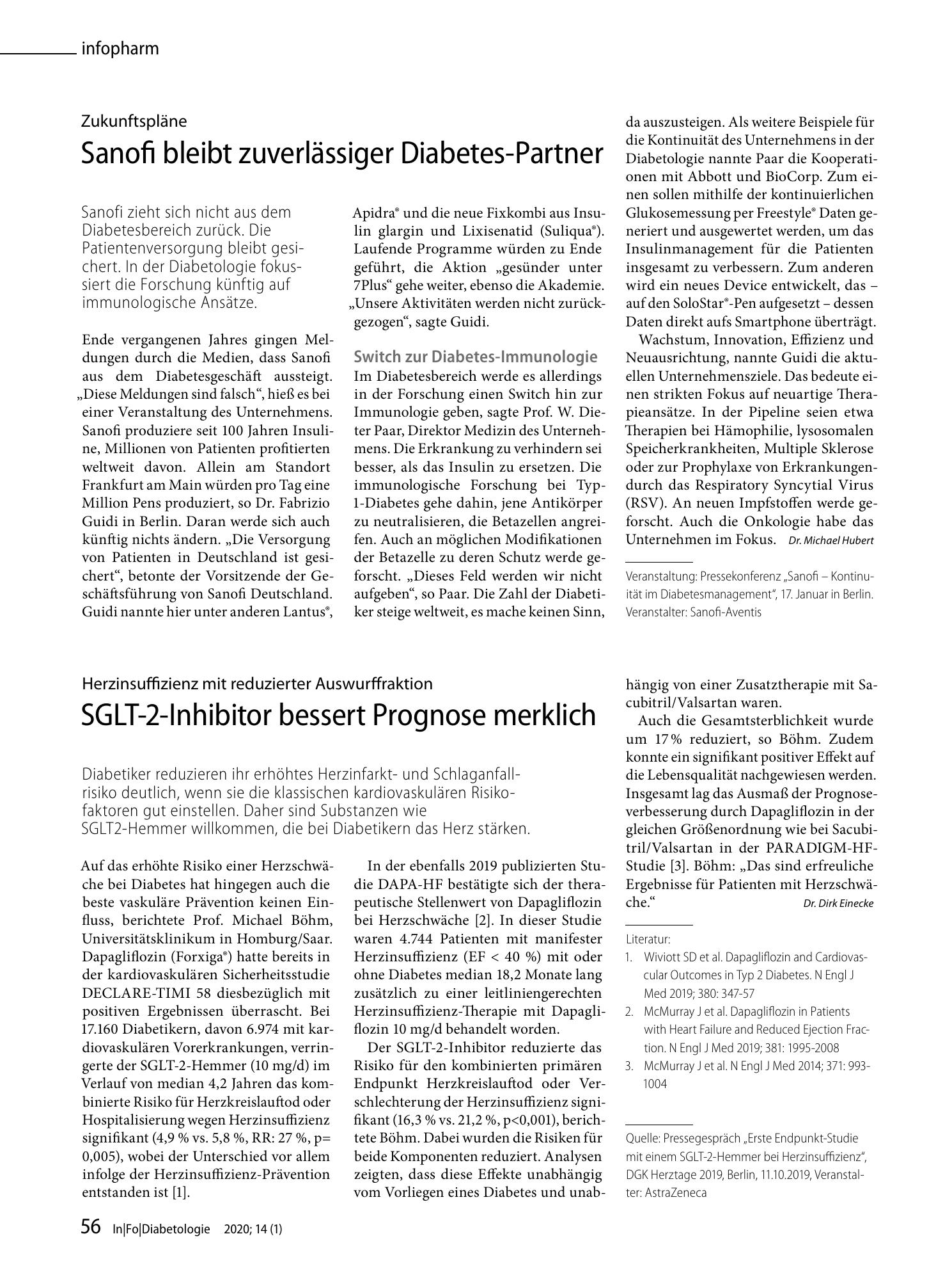 Vorschauseite 1: Sanofi bleibt zuverlässiger Diabetes-Partner