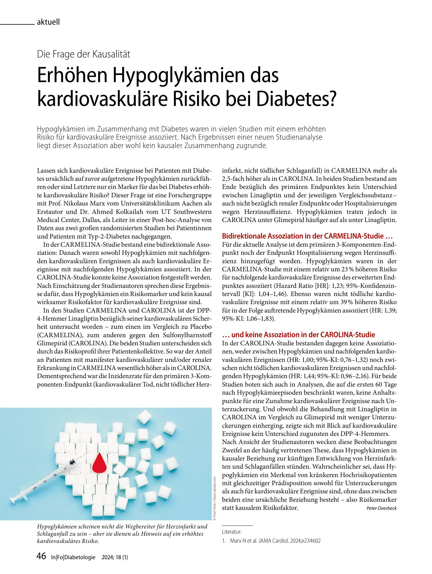 Vorschauseite 1: Erhöhen Hypoglykämien das kardiovaskuläre Risiko bei Diabetes?