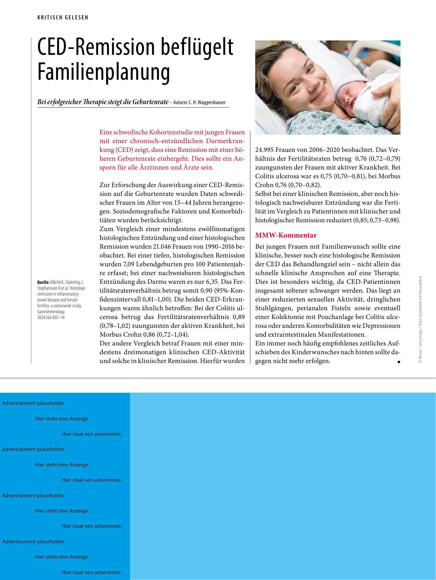 Vorschauseite 1: CED-Remission beflügelt Familienplanung