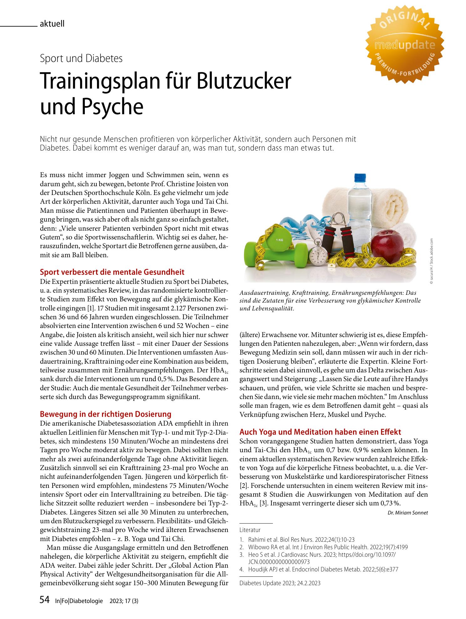 Vorschauseite 1: Trainingsplan für Blutzucker und Psyche