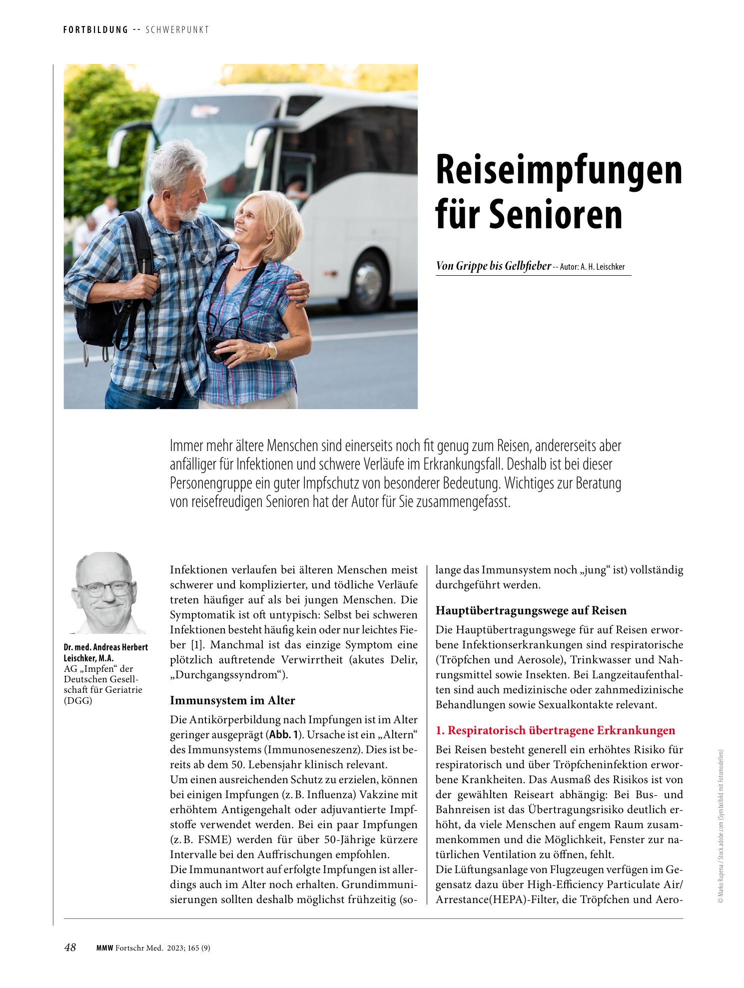 Vorschauseite 1: Reiseimpfungen für Senioren