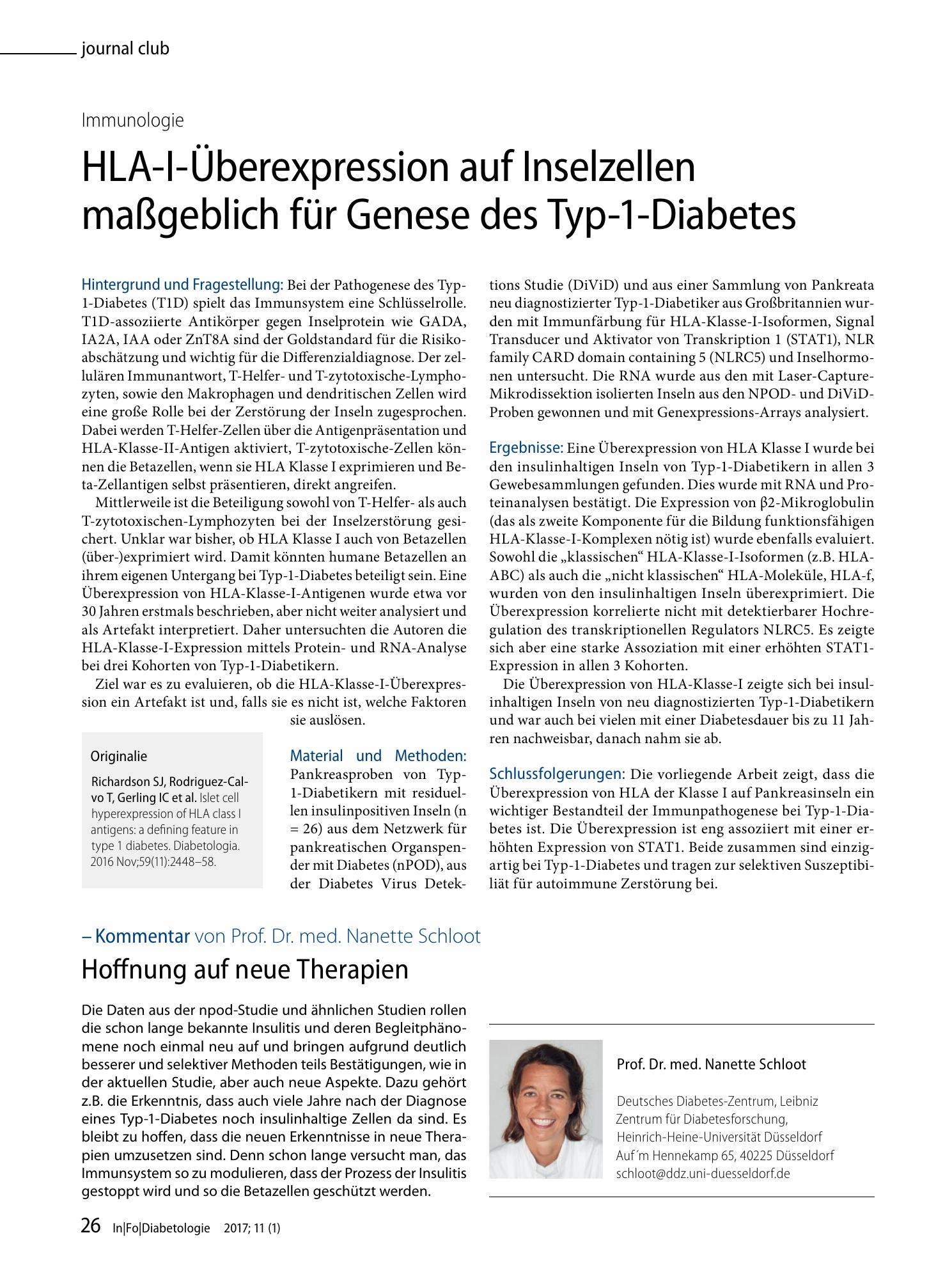 Vorschauseite 1: HLA-I-Überexpression auf Inselzellen maßgeblich für Genese des Typ-1-Diabetes