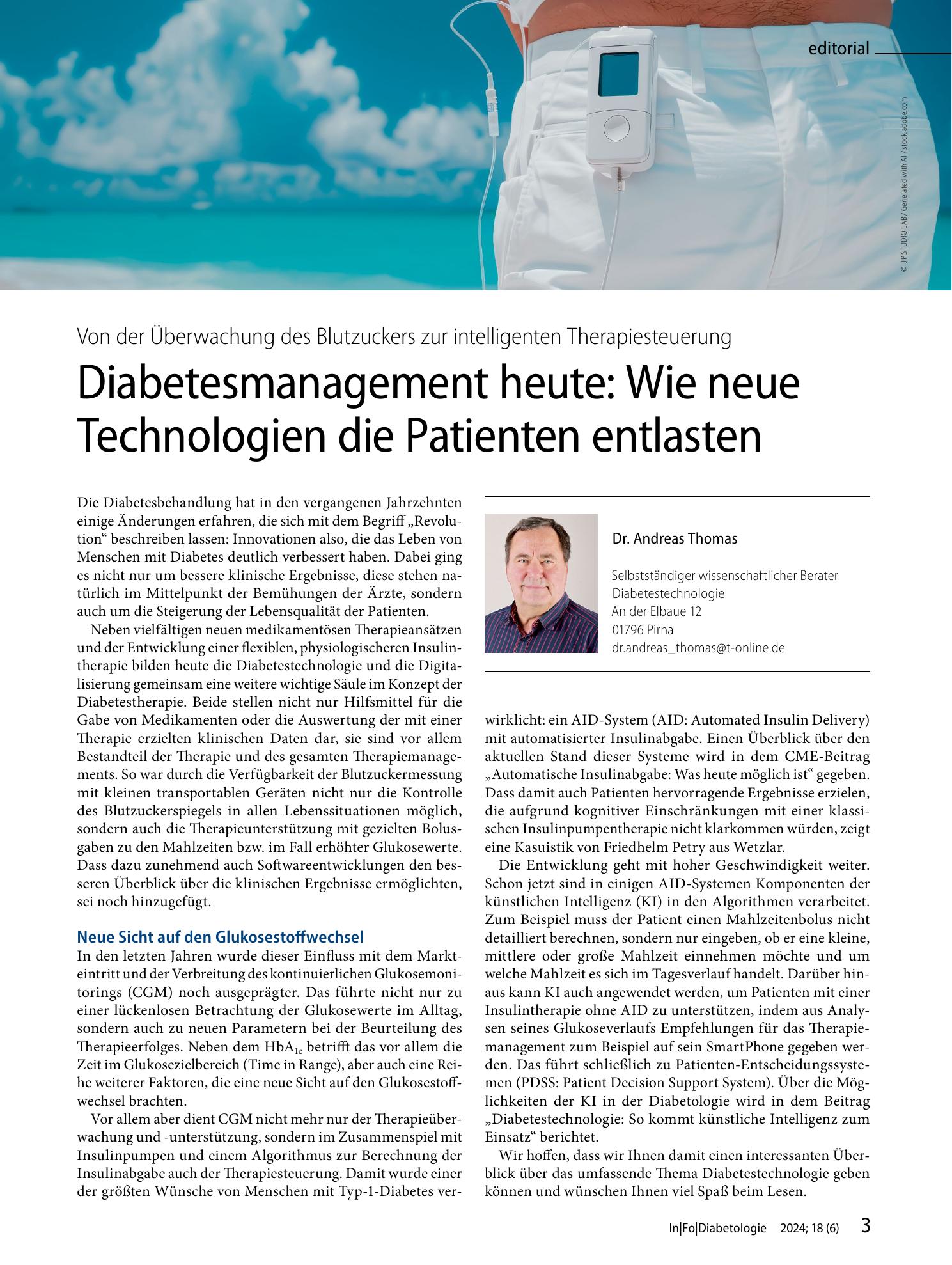 Vorschauseite 1: Diabetesmanagement heute: Wie neue Technologien die Patienten entlasten