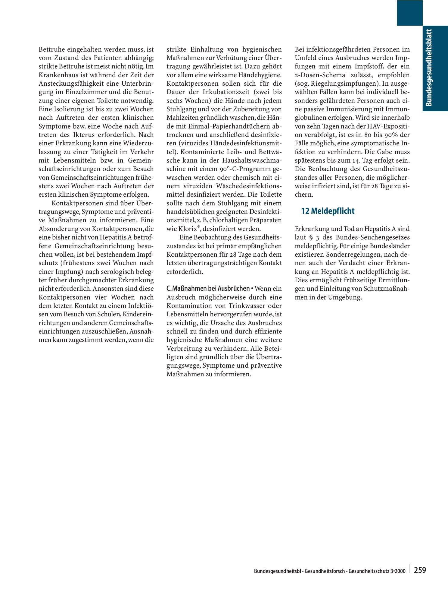 Vorschauseite 3: Hepatitis A – Erkennung und Verhütung Merkblatt für Ärzte