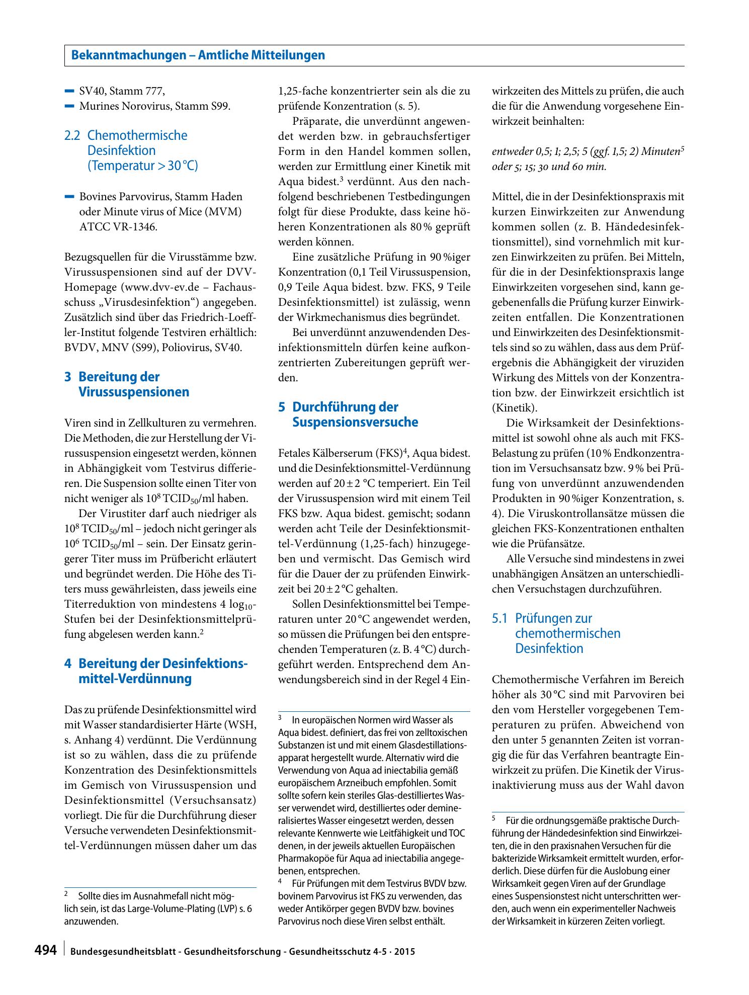 Vorschauseite 2: Leitlinie der Deutschen Vereinigung zur Bekämpfung der Viruskrankheiten (DVV) e. V. und des Robert Koch-Instituts (RKI) zur Prüfung von chemischen Desinfektionsmitteln auf Wirksam…