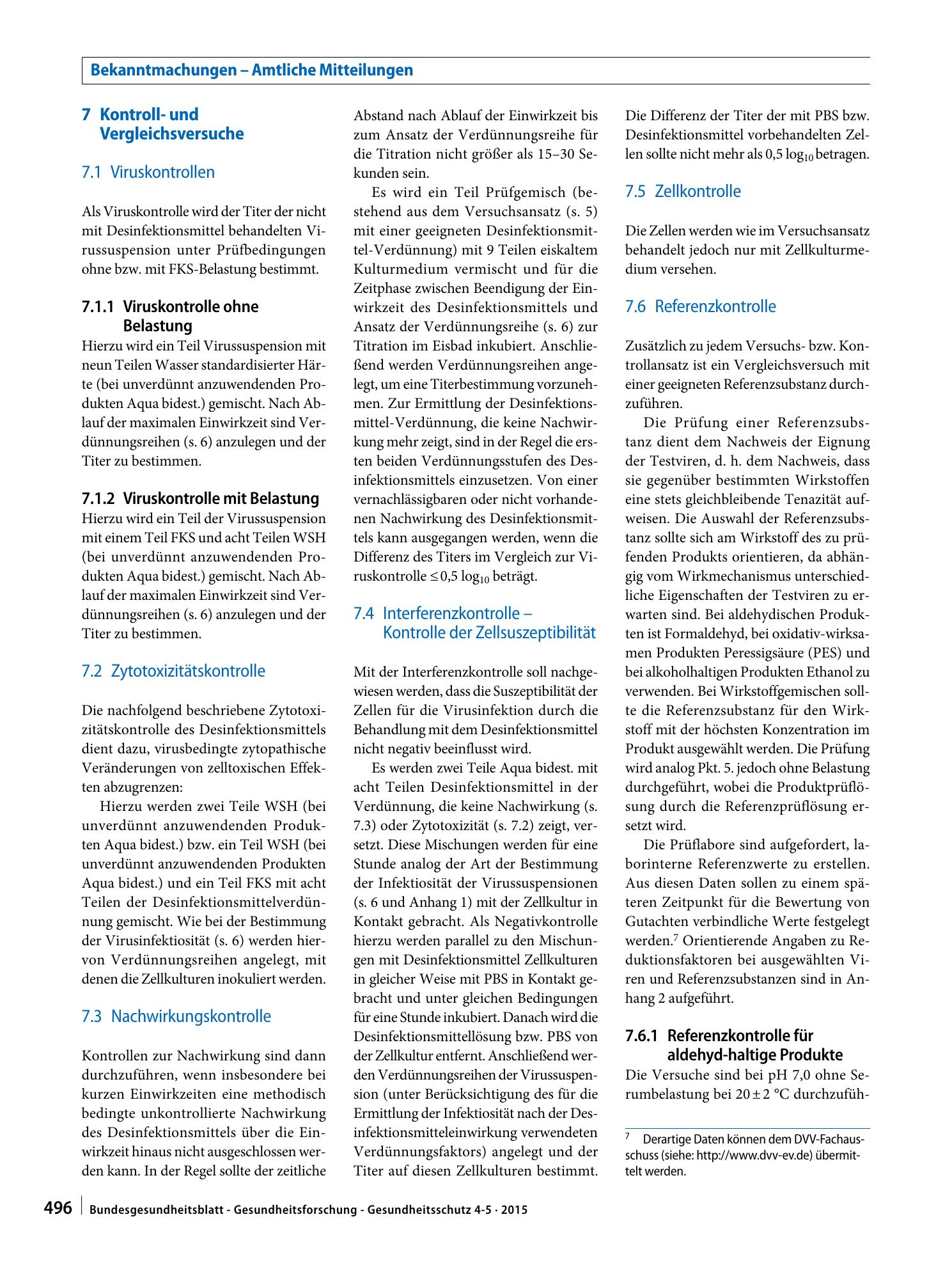 Vorschauseite 4: Leitlinie der Deutschen Vereinigung zur Bekämpfung der Viruskrankheiten (DVV) e. V. und des Robert Koch-Instituts (RKI) zur Prüfung von chemischen Desinfektionsmitteln auf Wirksam…