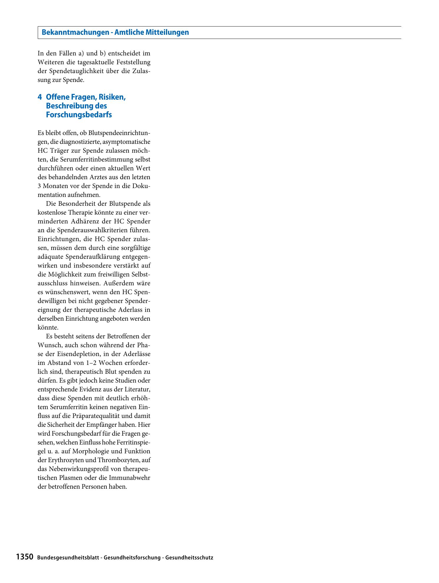 Vorschauseite 2: Feststellung der Spendereignung und Spendetauglichkeit von Hämochromatose Merkmalsträgern