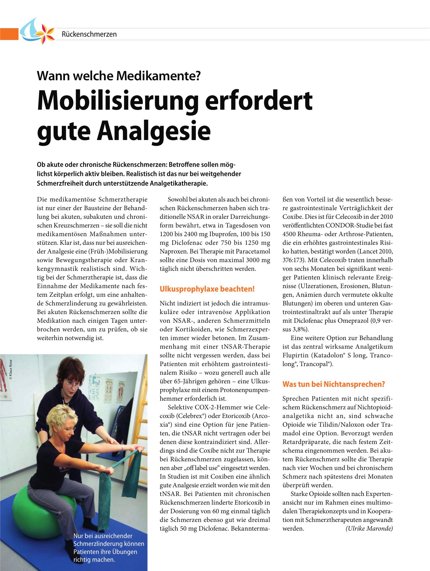 Vorschauseite 1: Mobilisierung erfordert gute Analgesie