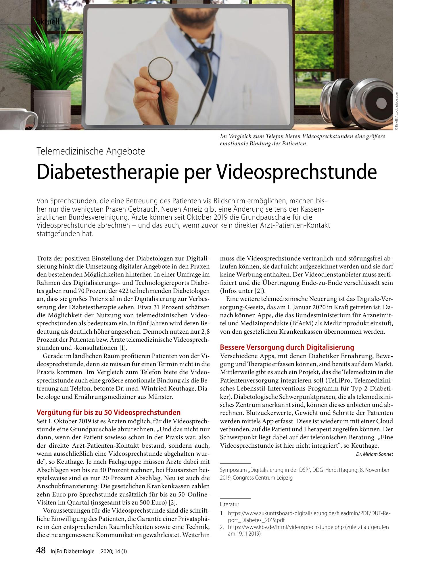Vorschauseite 1: Diabetestherapie per Videosprechstunde