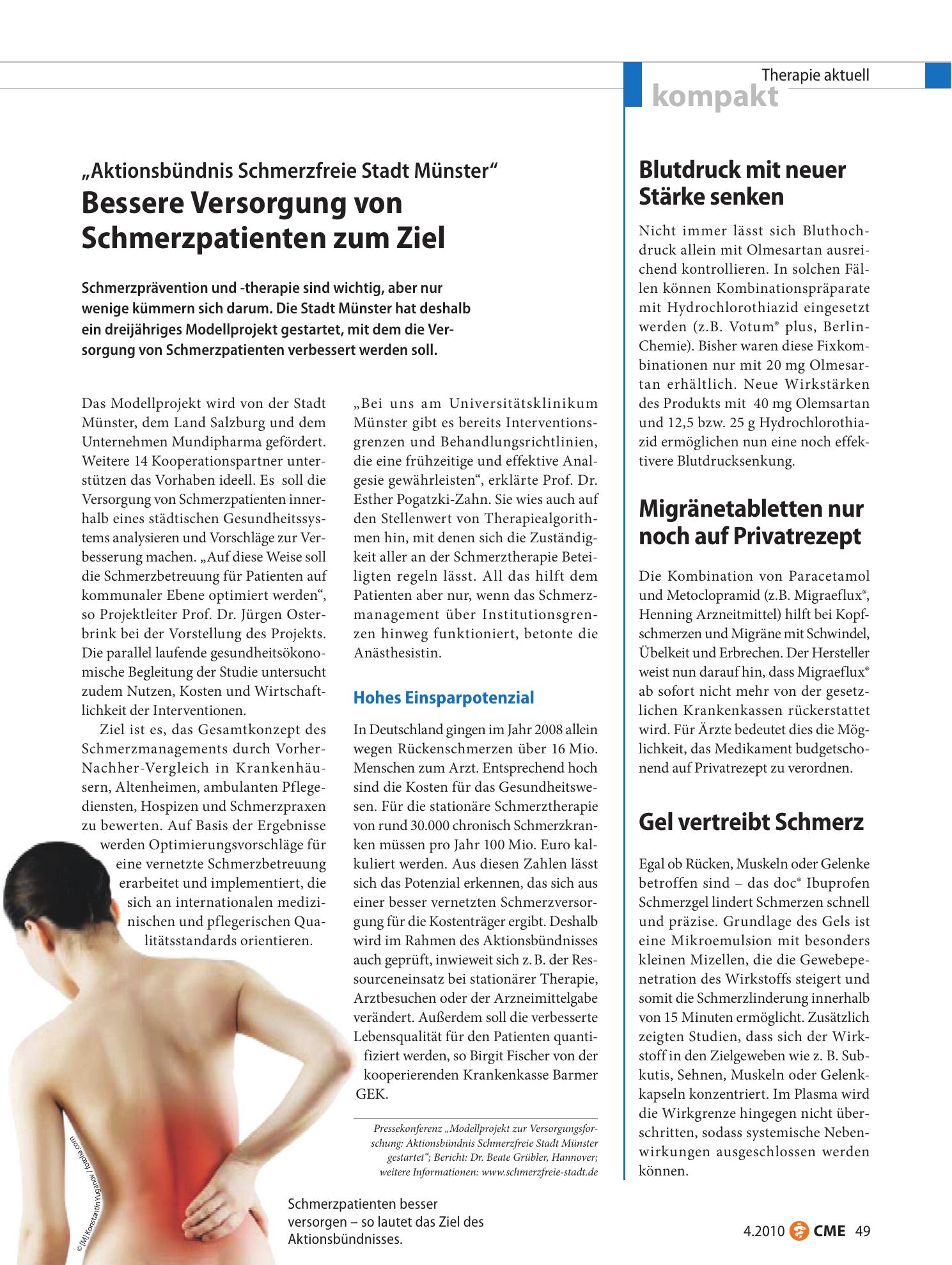 Vorschauseite 1: Gel vertreibt Schmerz