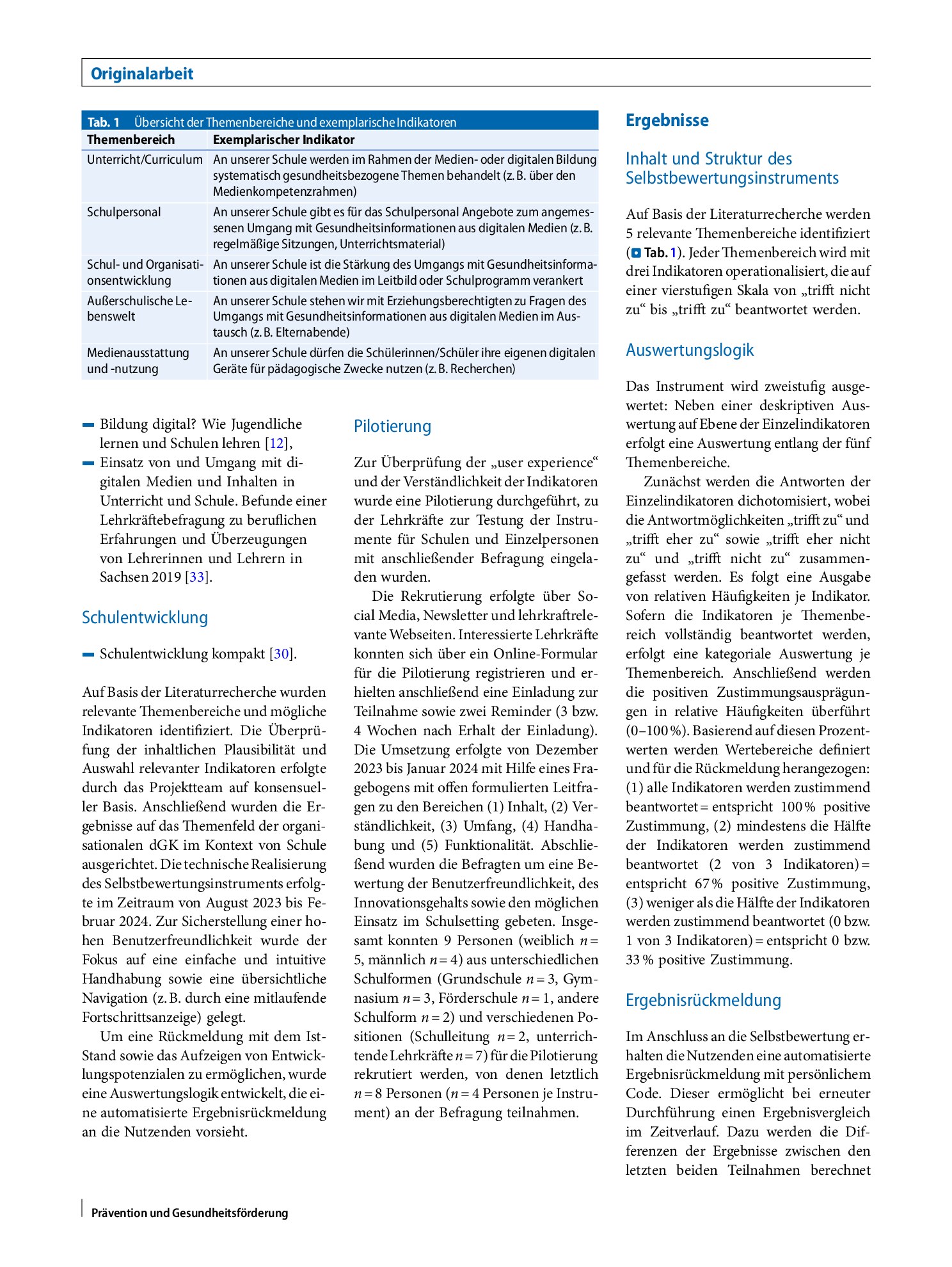 Vorschauseite 4: Digitale Gesundheitskompetenz an Schulen. Entwicklung eines Selbstbewertungsinstruments zur Erfassung organisationaler Bedingungen