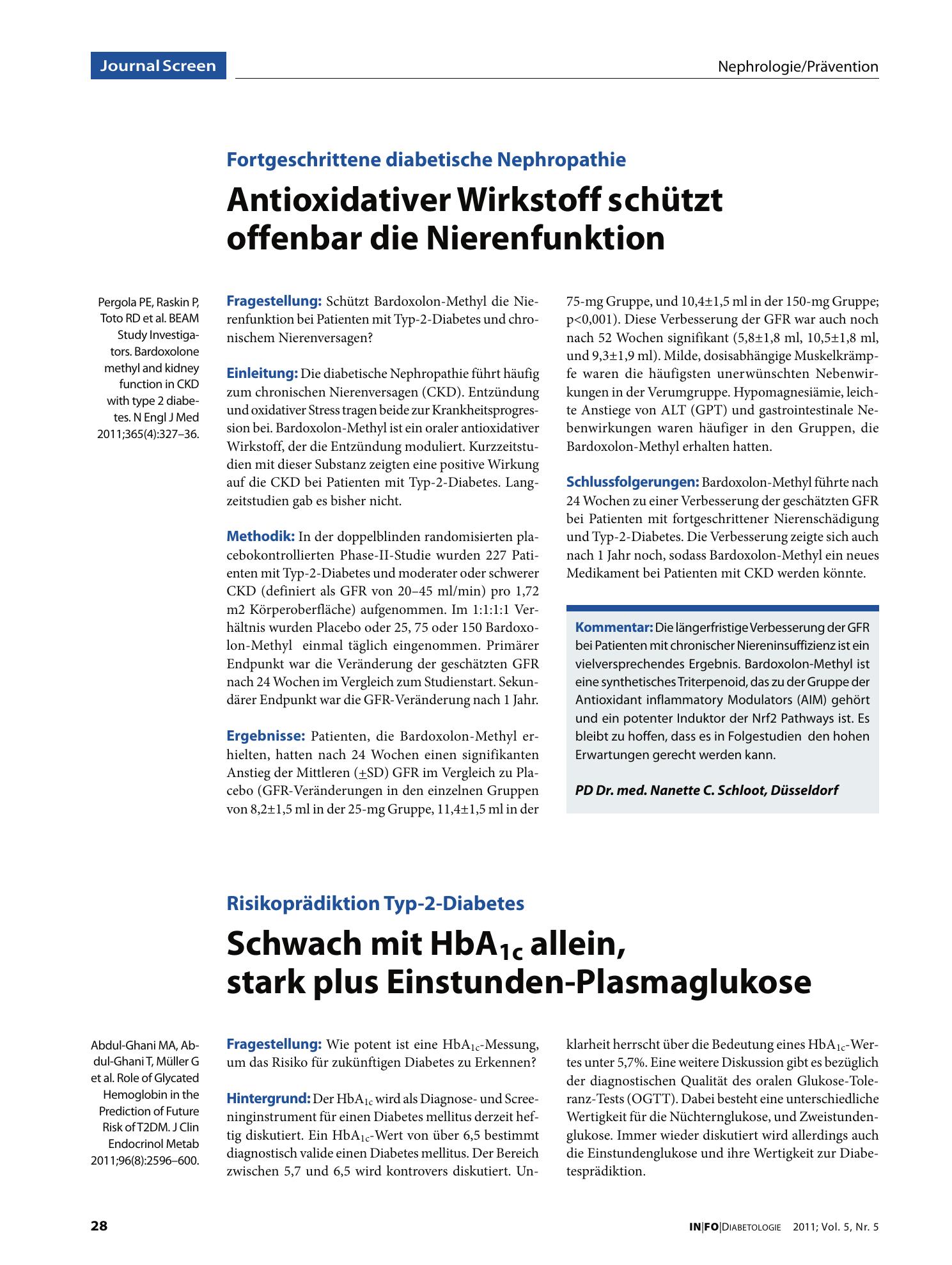 Vorschauseite 1: Antioxidativer Wirkstoff schützt offenbar die Nierenfunktion