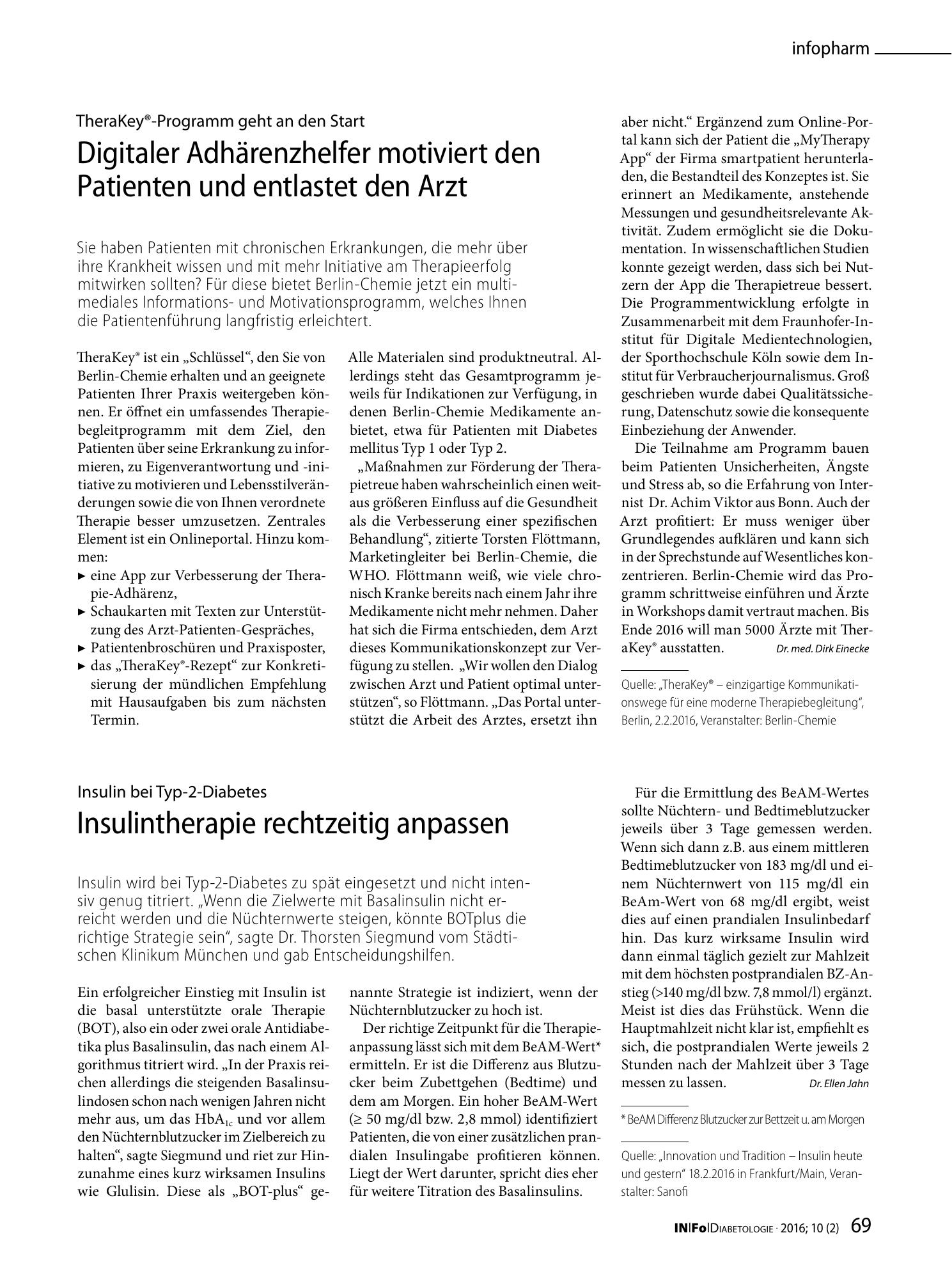 Vorschauseite 1: Digitaler Adhärenzhelfer motiviert den Patienten und entlastet den Arzt