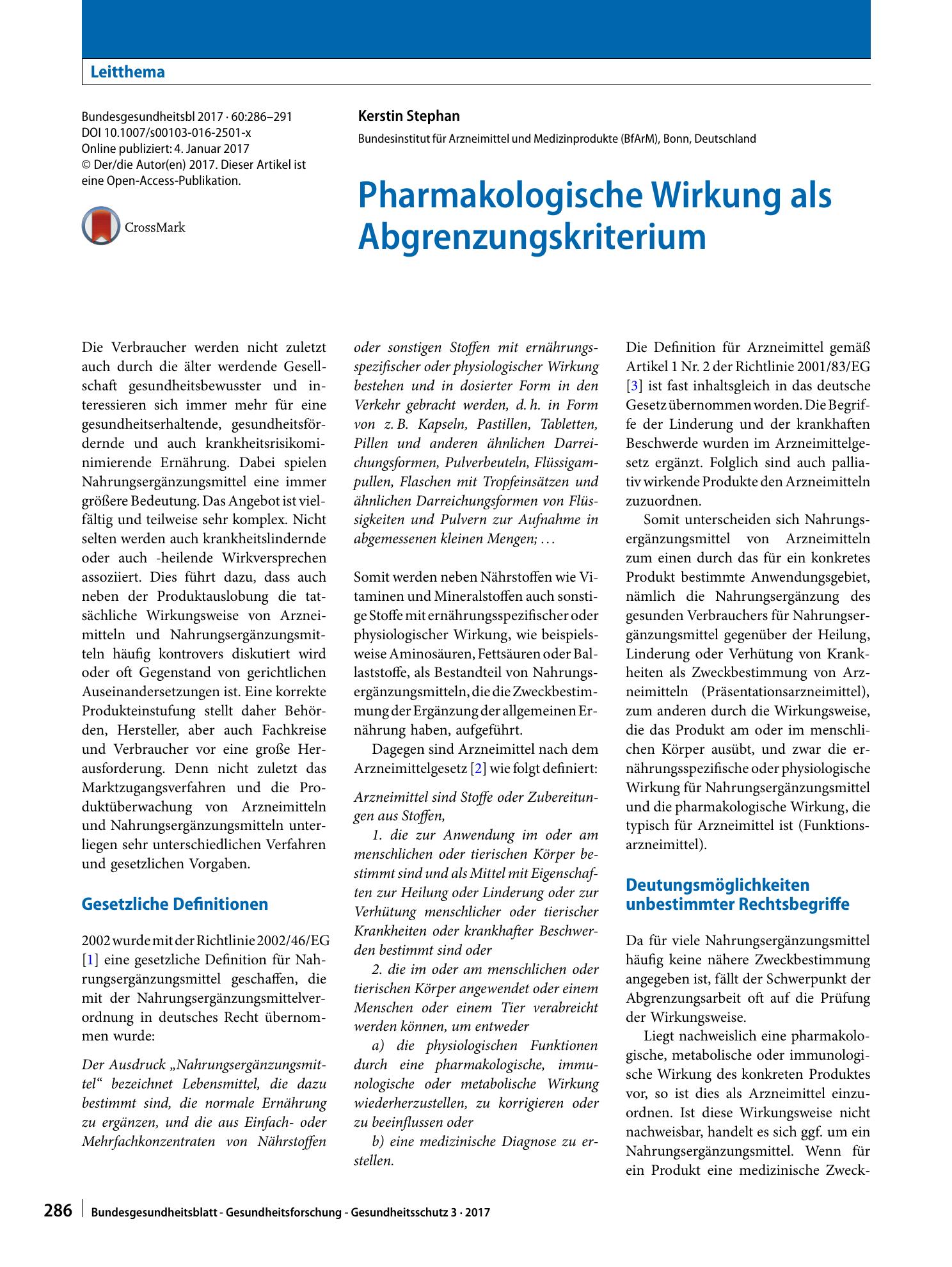 Vorschauseite 1: Pharmakologische Wirkung als Abgrenzungskriterium