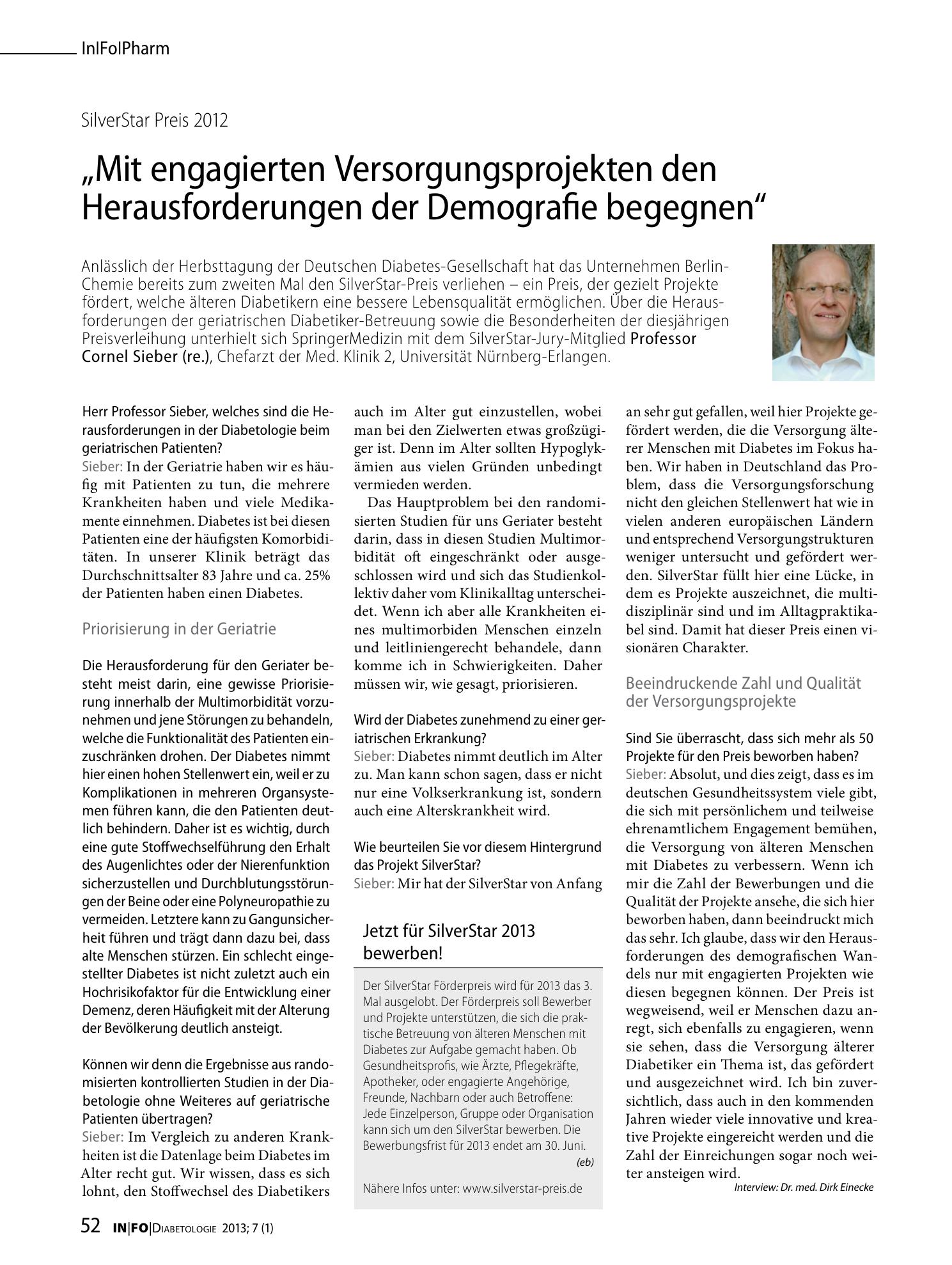 Vorschauseite 1: Jetzt für SilverStar 2013 bewerben!