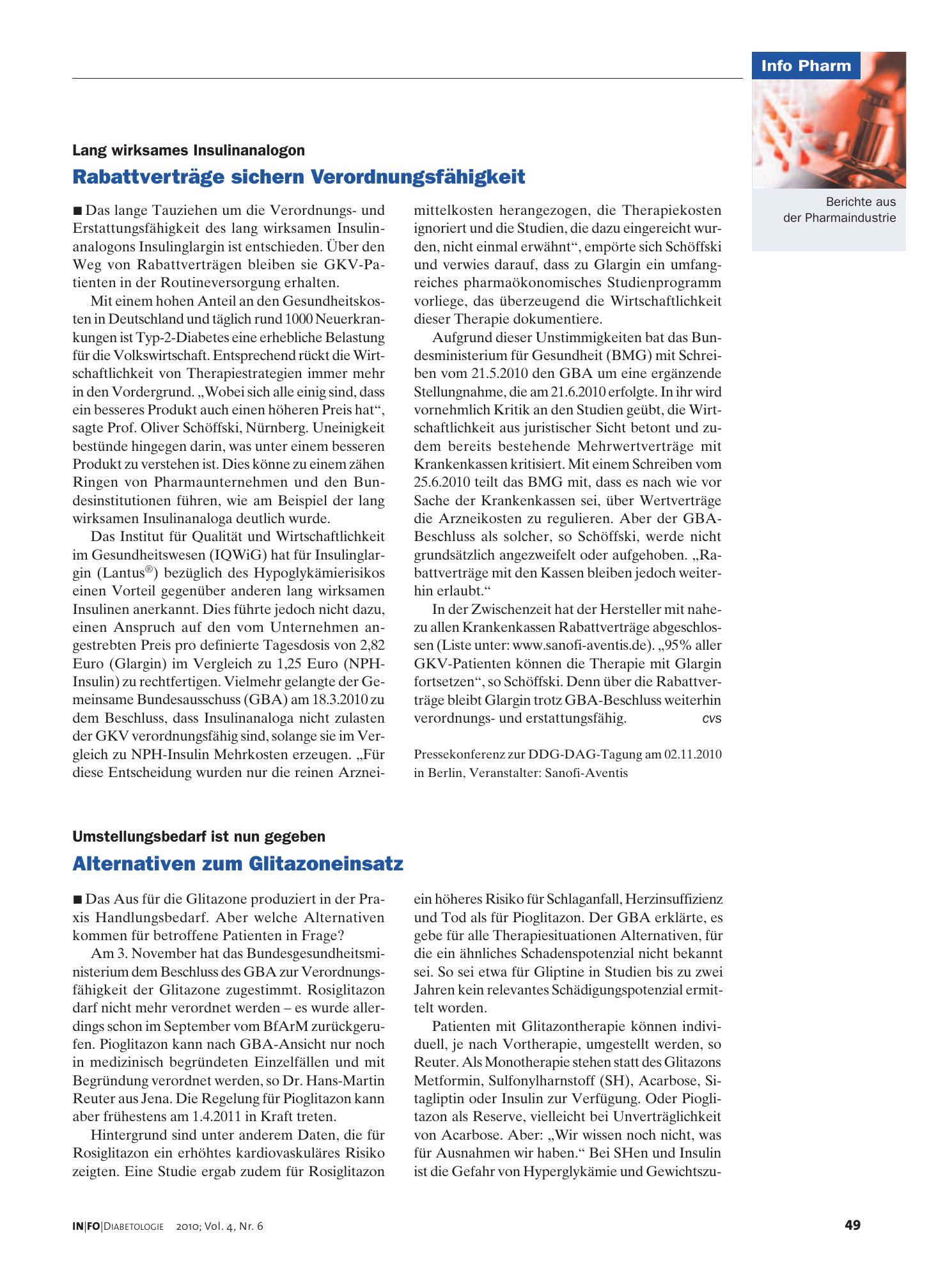 Vorschauseite 1: Rabattverträge sichern Verordnungsfähigkeit