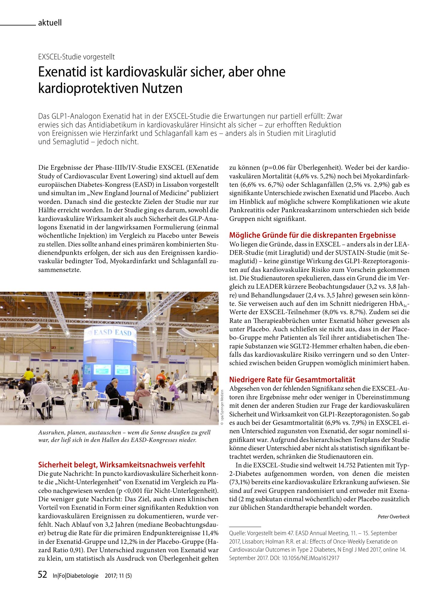 Vorschauseite 1: Exenatid ist kardiovaskulär sicher, aber ohne kardioprotektiven Nutzen