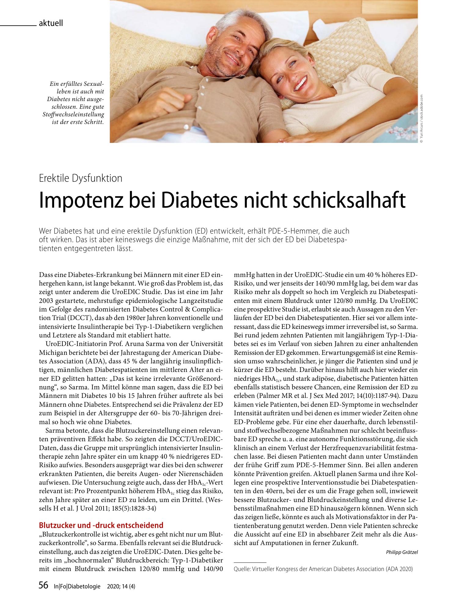 Vorschauseite 1: Impotenz bei Diabetes nicht schicksalhaft