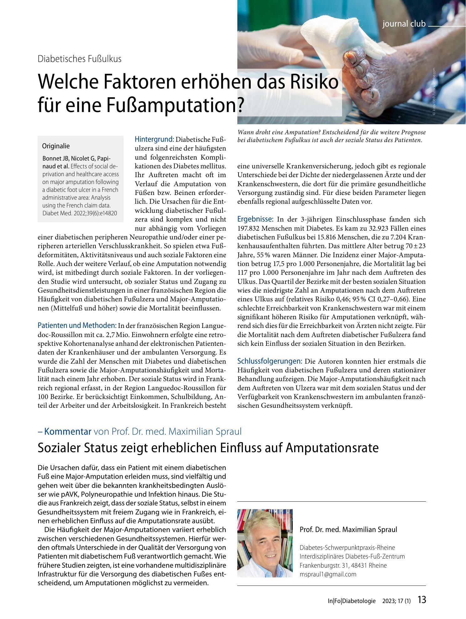 Vorschauseite 1: Welche Faktoren erhöhen das Risiko für eine Fußamputation?