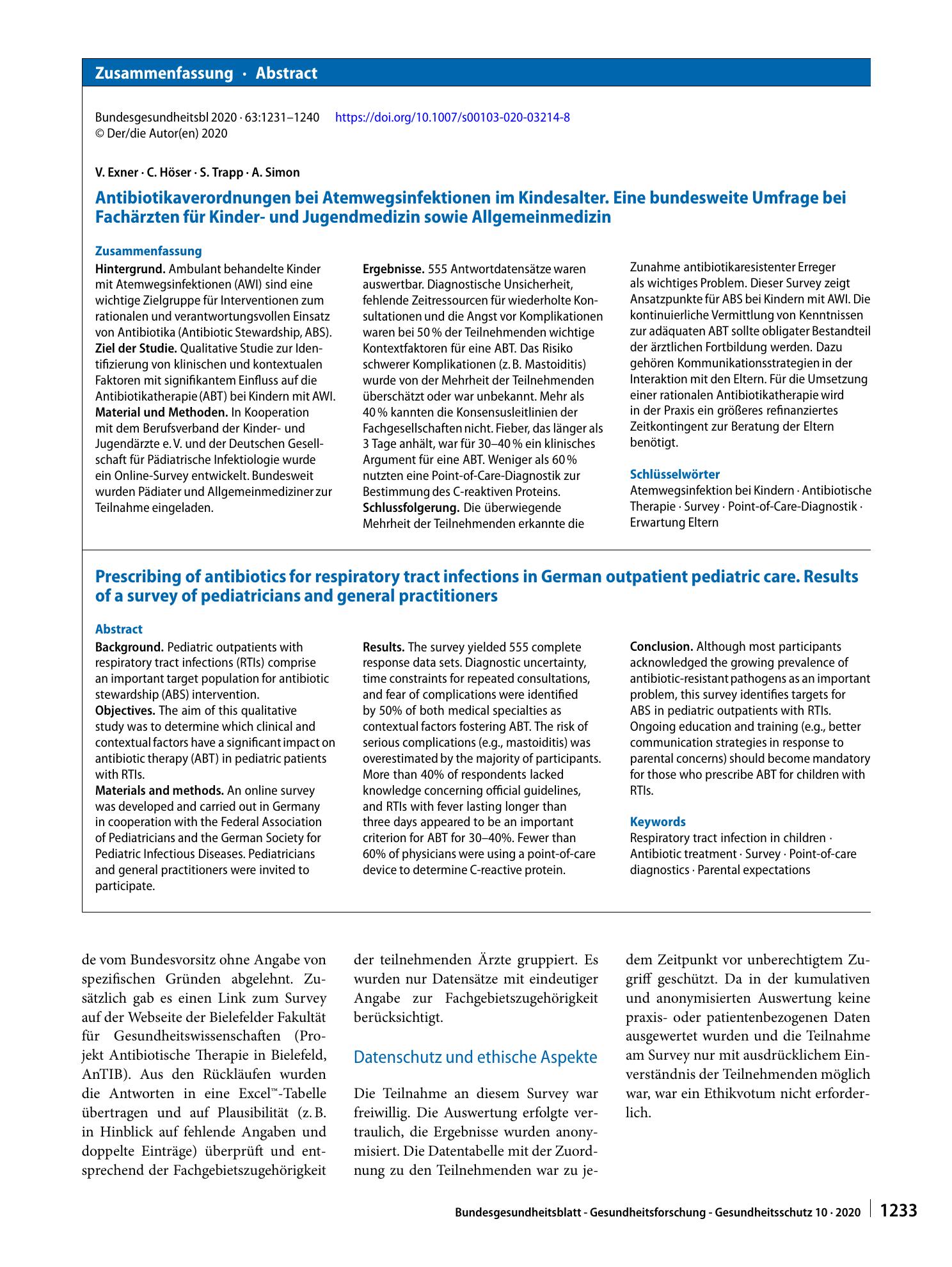 Vorschauseite 3: Antibiotikaverordnungen bei Atemwegsinfektionen im Kindesalter