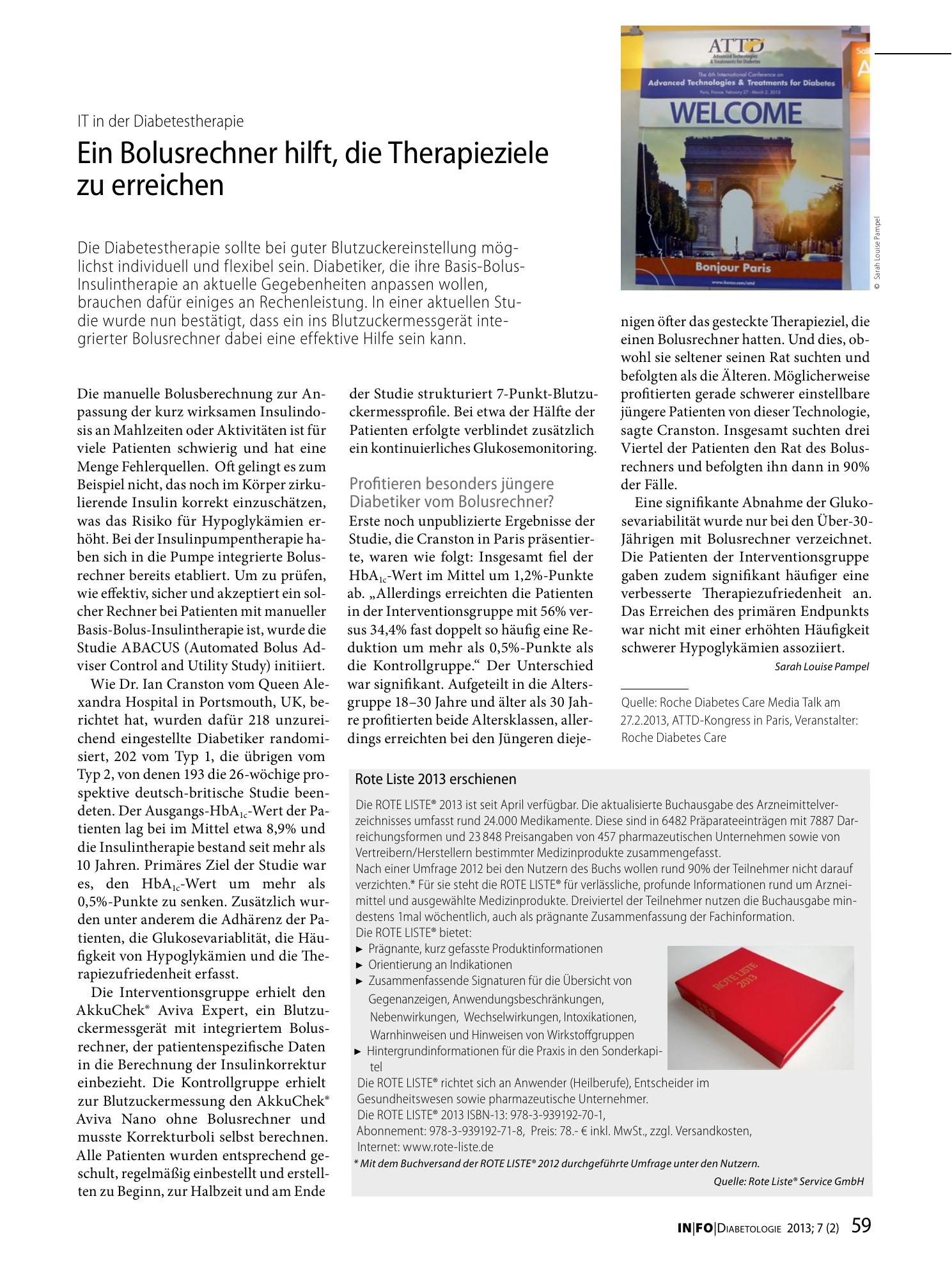 Vorschauseite 1: Ein Bolusrechner hilft, die Therapieziele zu erreichen