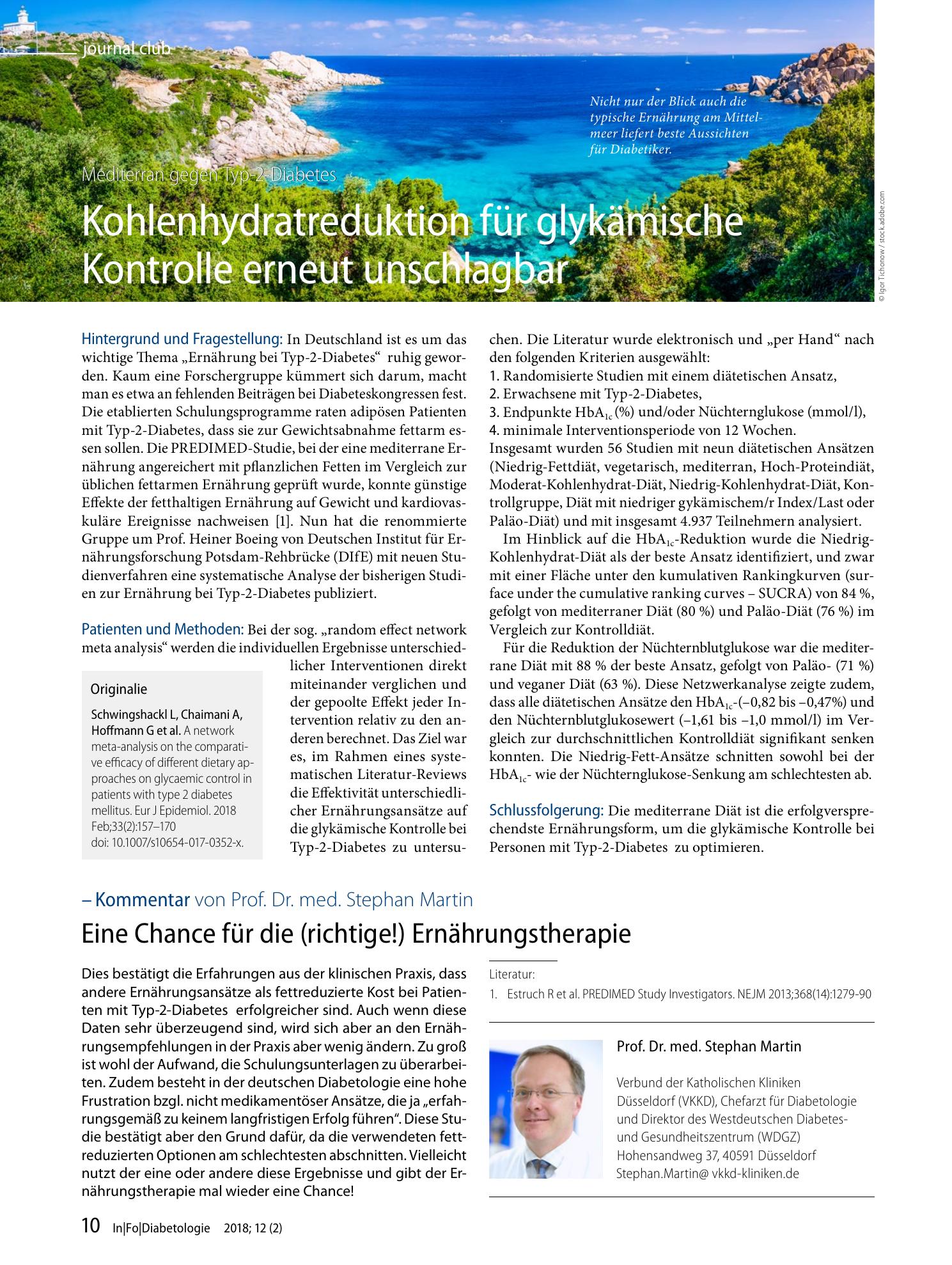 Vorschauseite 1: Kohlenhydratreduktion für glykämische Kontrolle erneut unschlagbar