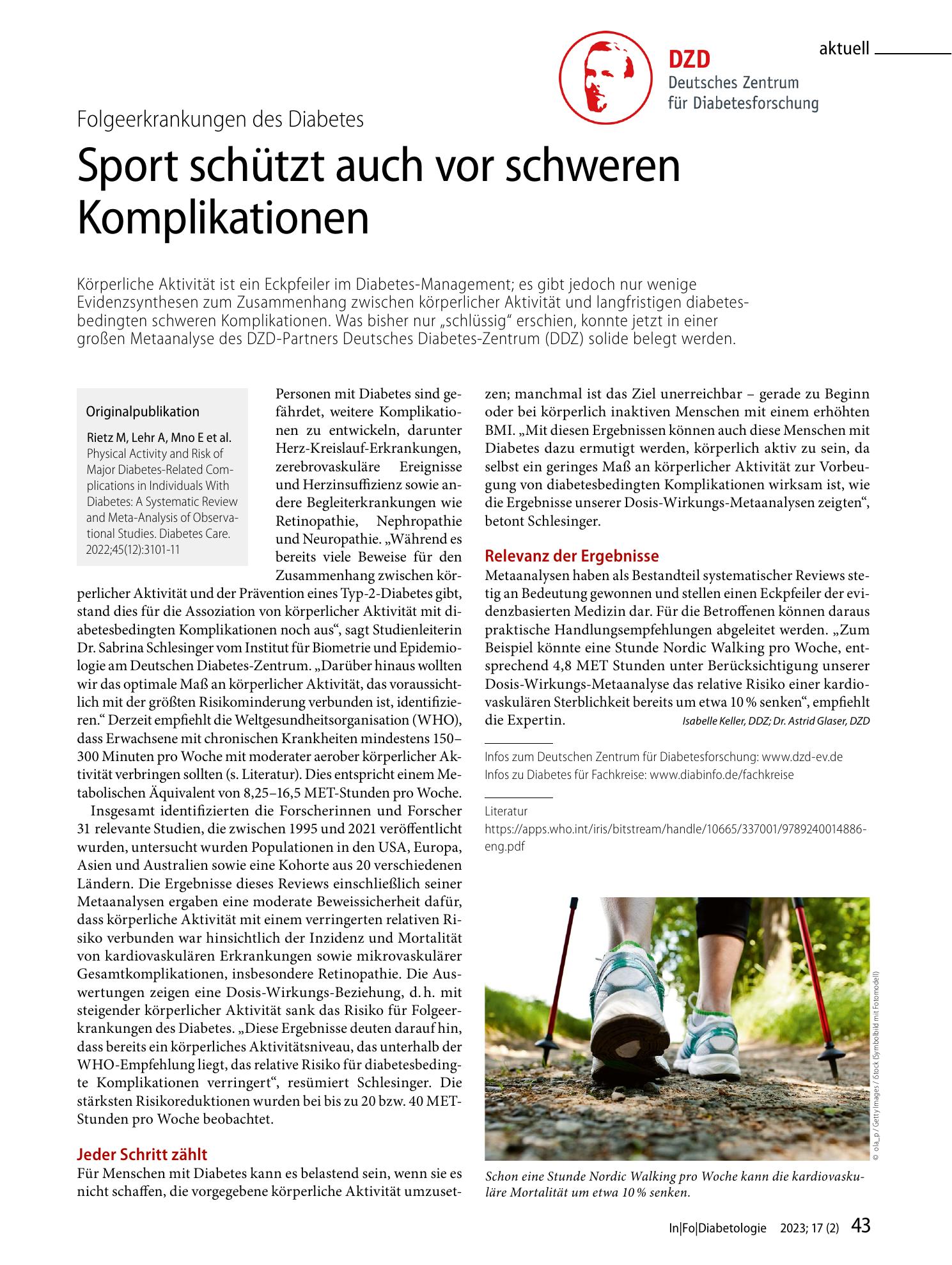 Vorschauseite 1: Sport schützt auch vor schweren Komplikationen