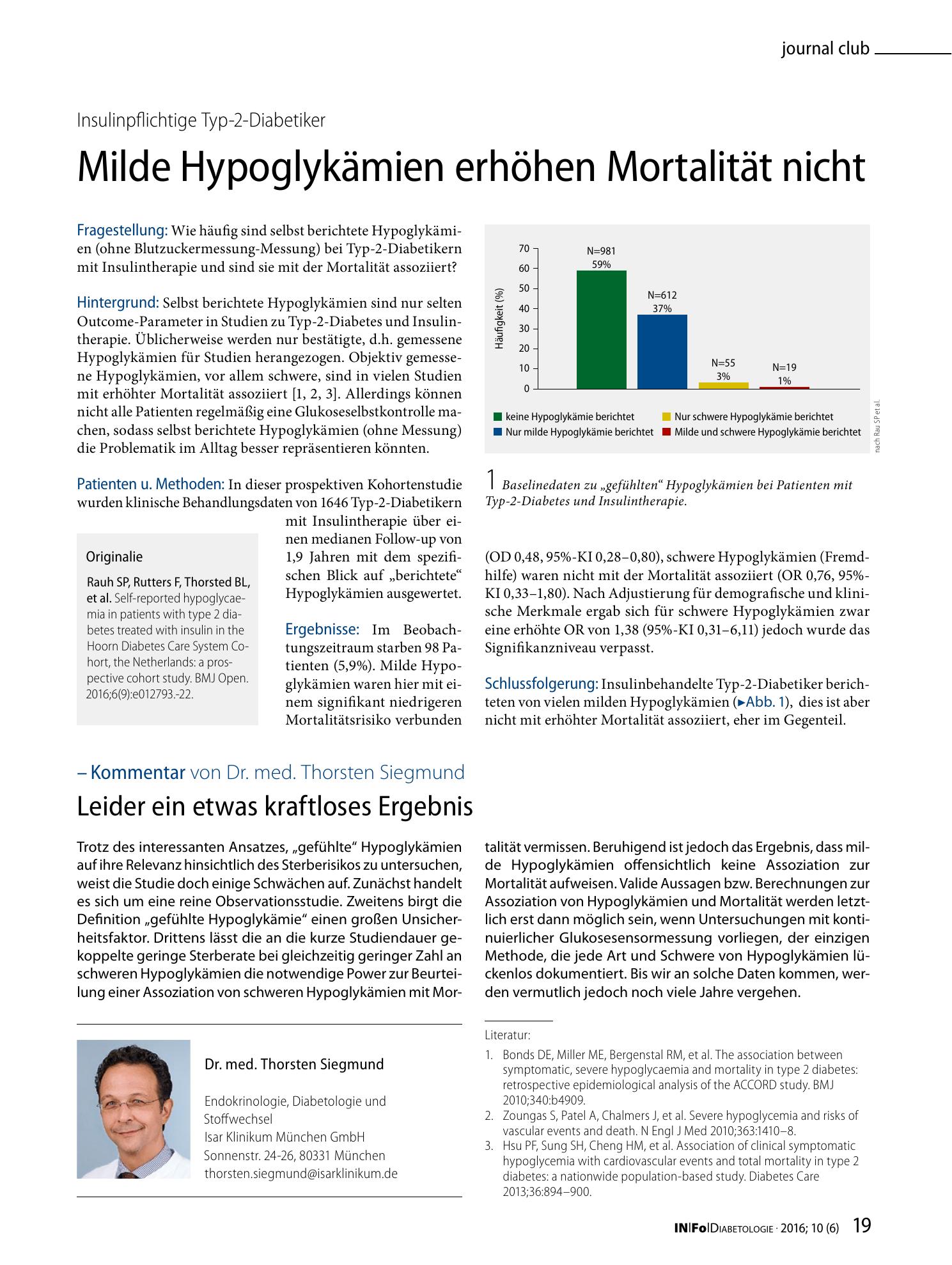 Vorschauseite 1: Milde Hypoglykämien erhöhen Mortalität nicht