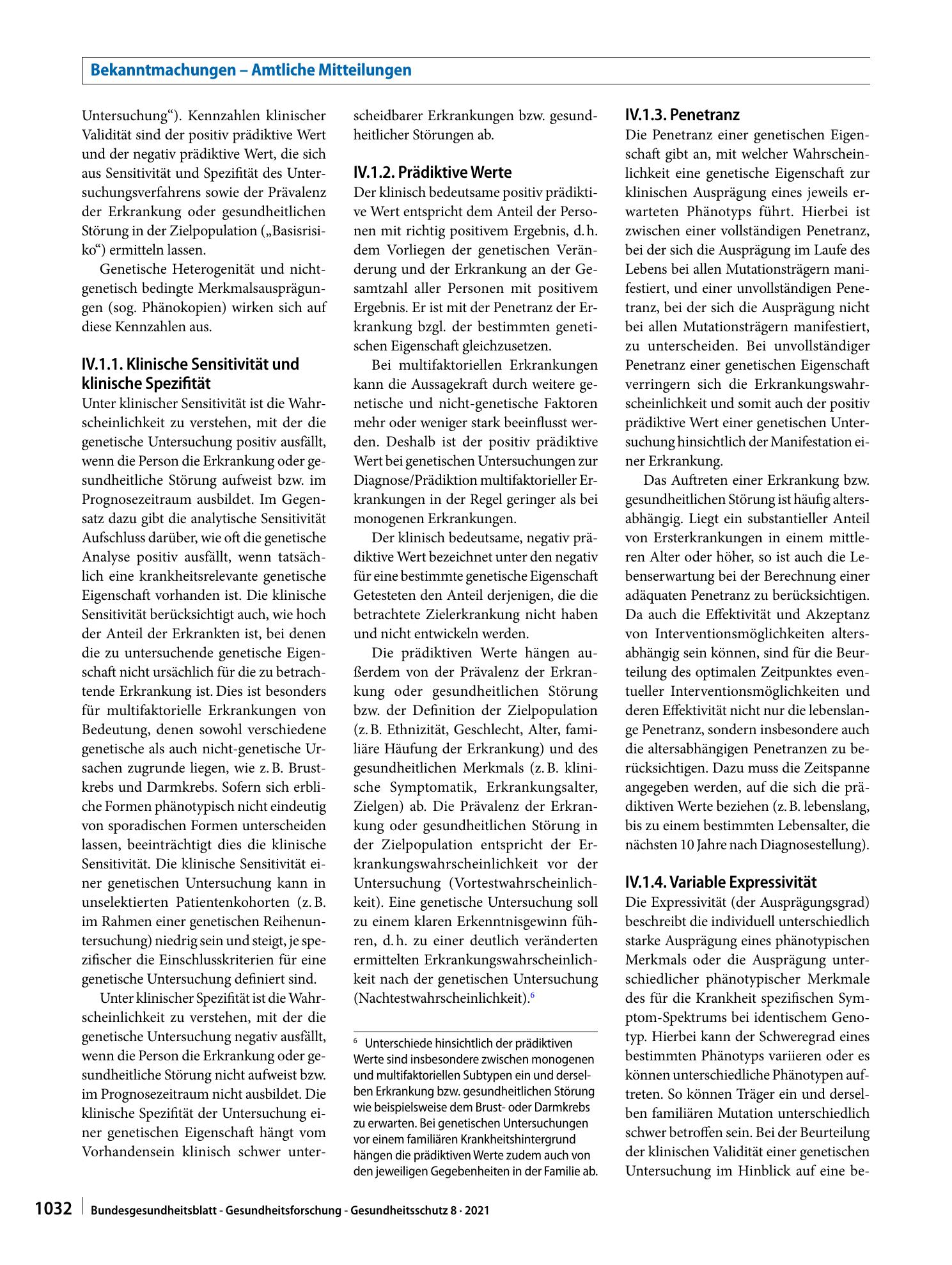 Vorschauseite 3: Richtlinie der Gendiagnostik-Kommission (GEKO) für die Beurteilung genetischer Eigenschaften hinsichtlich ihrer Bedeutung für Erkrankungen oder gesundheitliche Störungen sowie für…