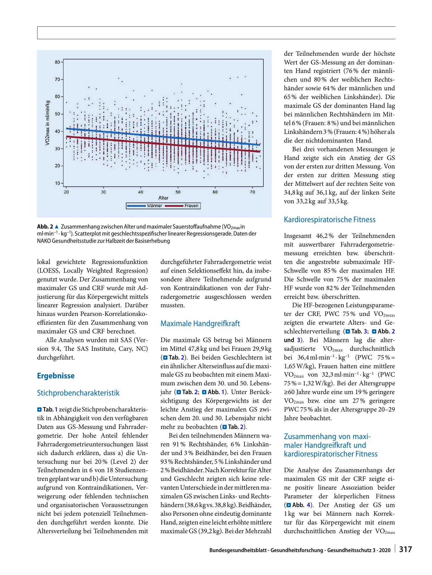 Vorschauseite 6: Messung der körperlichen Fitness in der NAKO Gesundheitsstudie – Methoden, Qualitätssicherung und erste deskriptive Ergebnisse