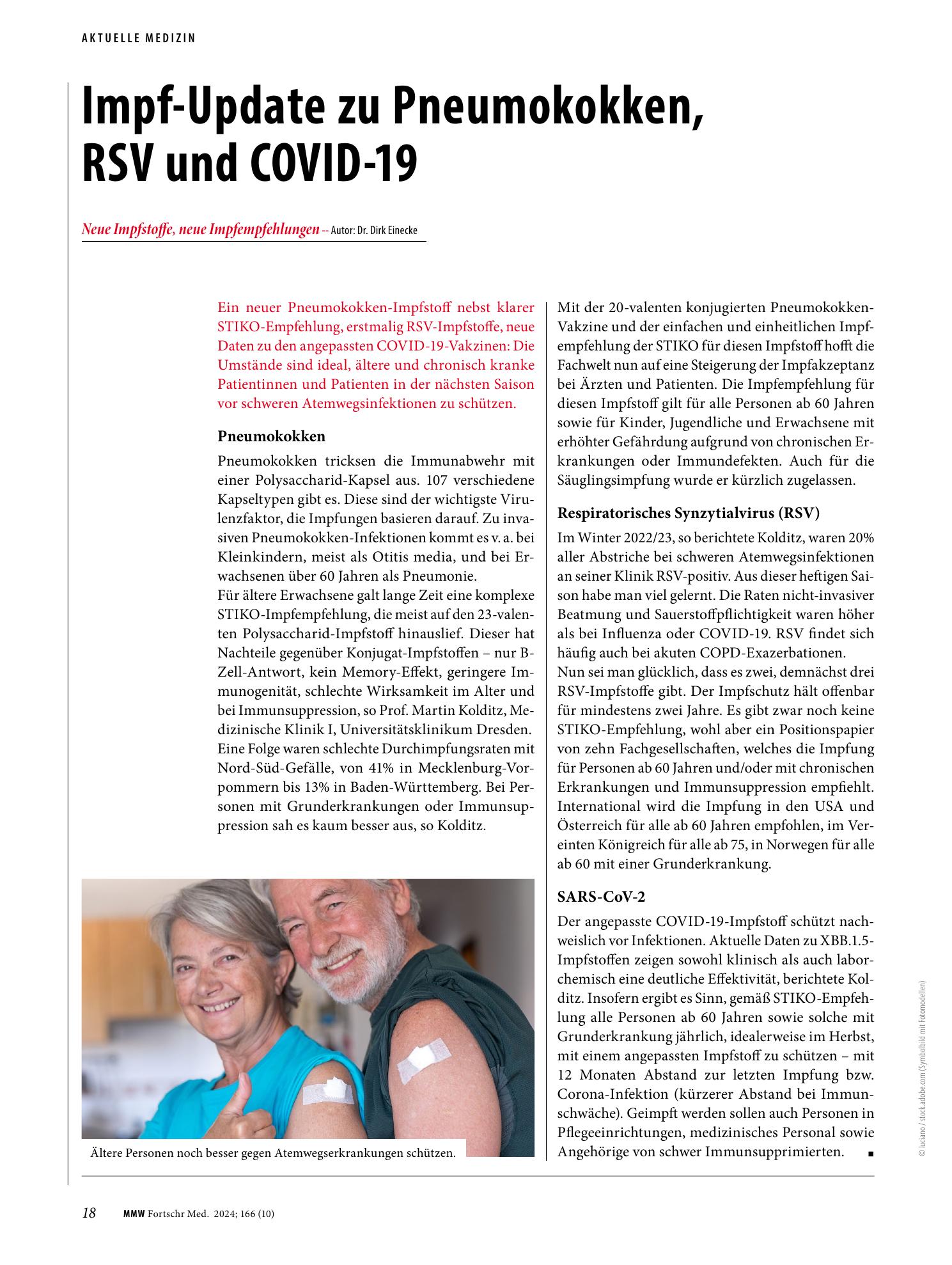 Vorschauseite 1: Impf-Update zu Pneumokokken, RSV und COVID-19