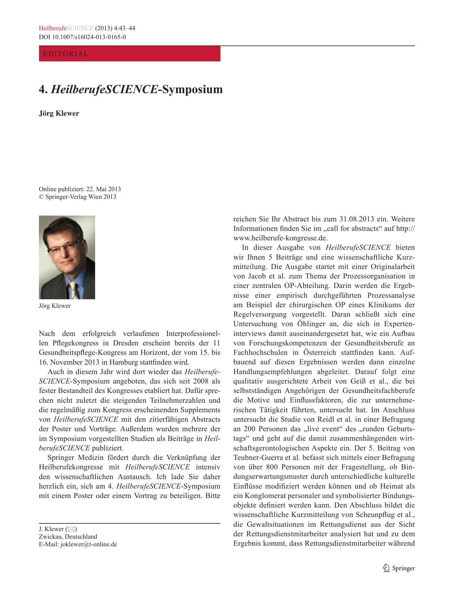Vorschauseite 1: 4. HeilberufeSCIENCE-Symposium