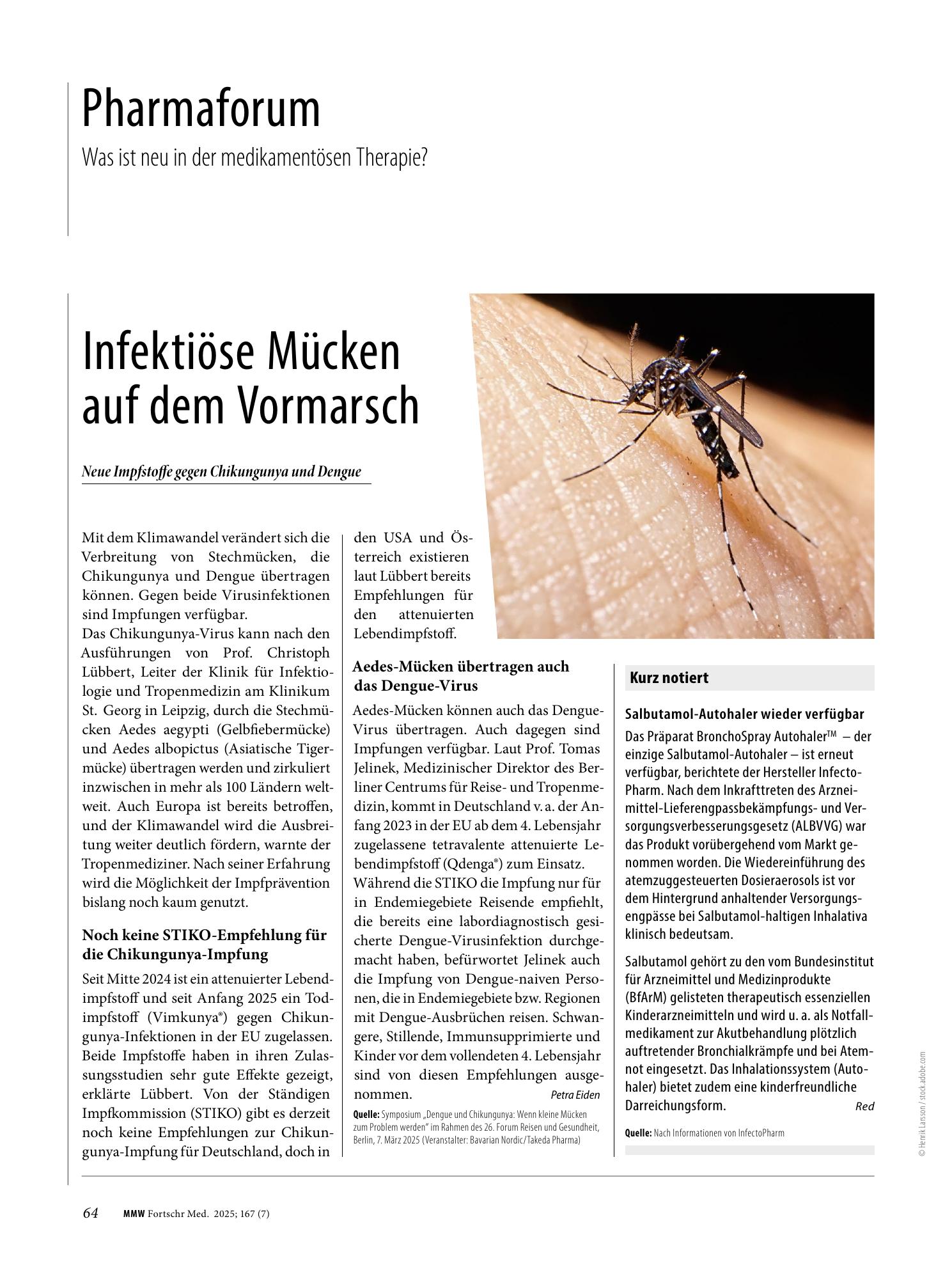 Vorschauseite 1: Infektiöse Mücken auf dem Vormarsch