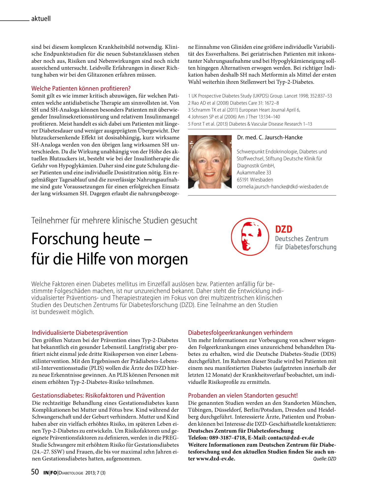 Vorschauseite 1: Forschung heute — für die Hilfe von morgen