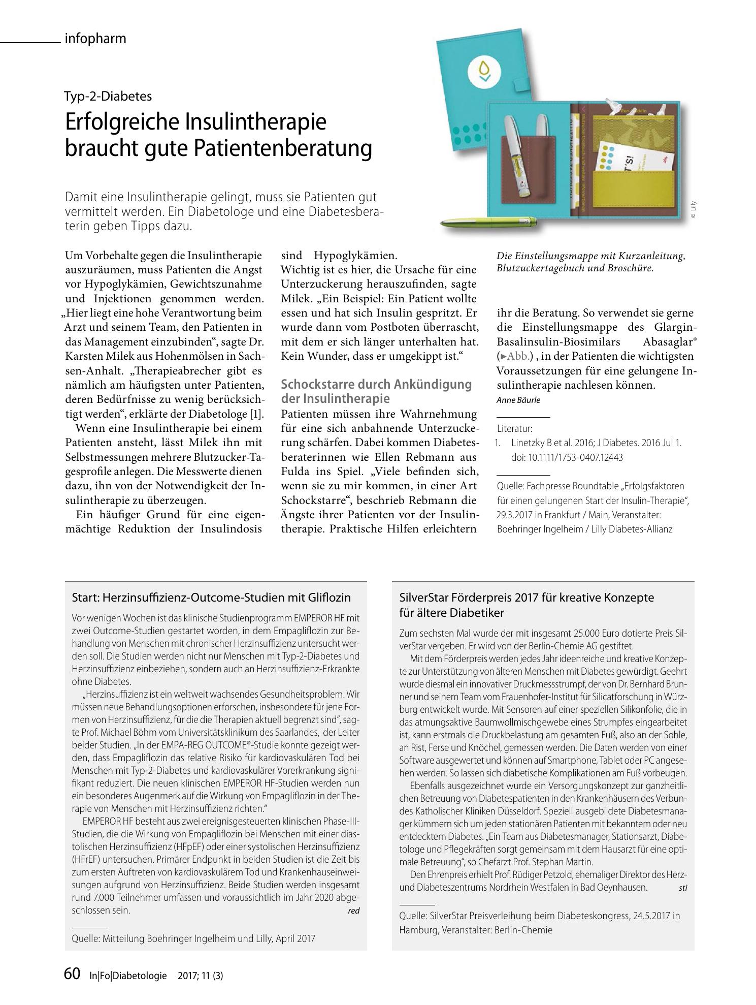 Vorschauseite 1: SilverStar Förderpreis 2017 für kreative Konzepte für ältere Diabetiker