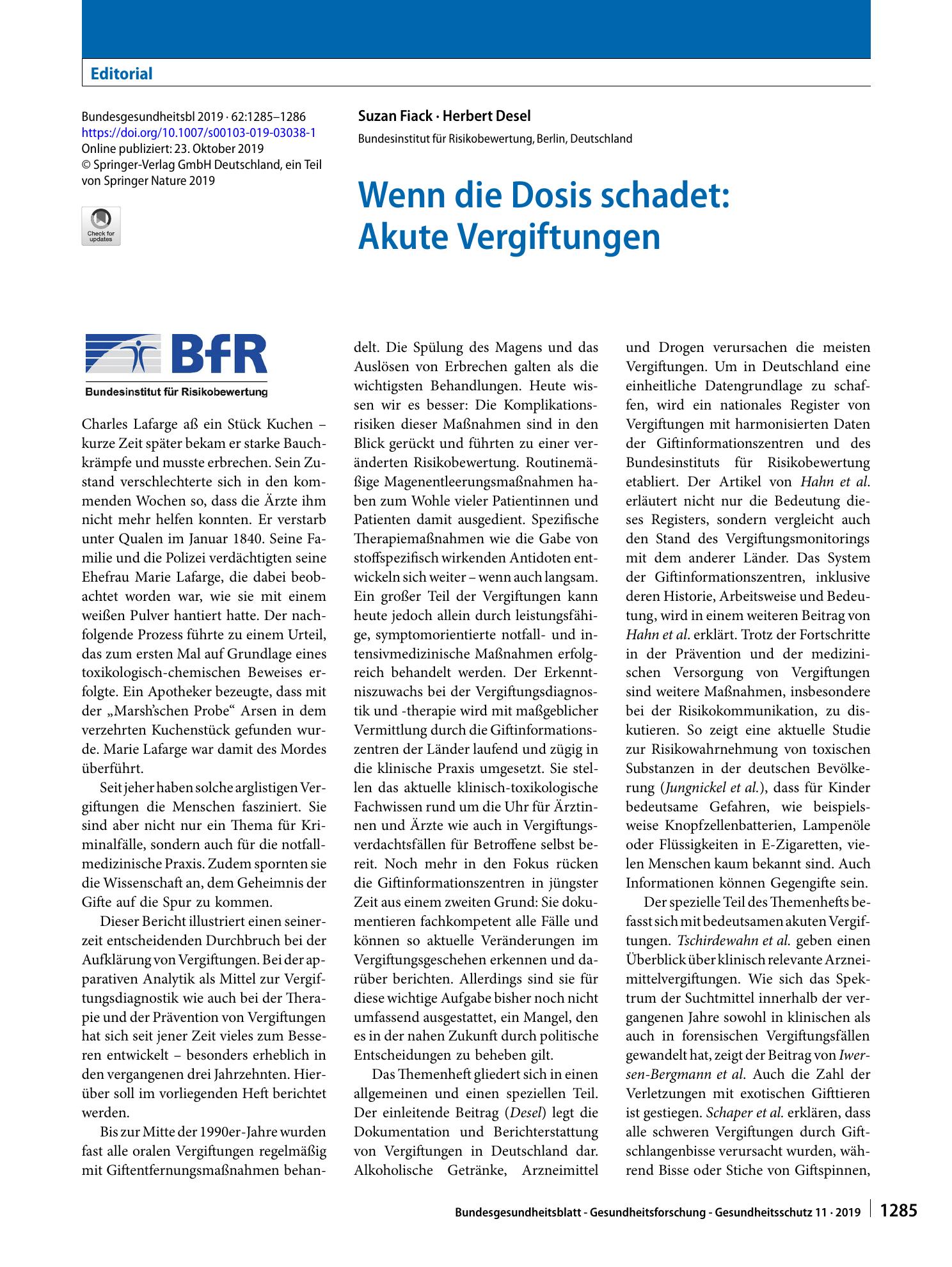 Vorschauseite 1: Wenn die Dosis schadet: Akute Vergiftungen