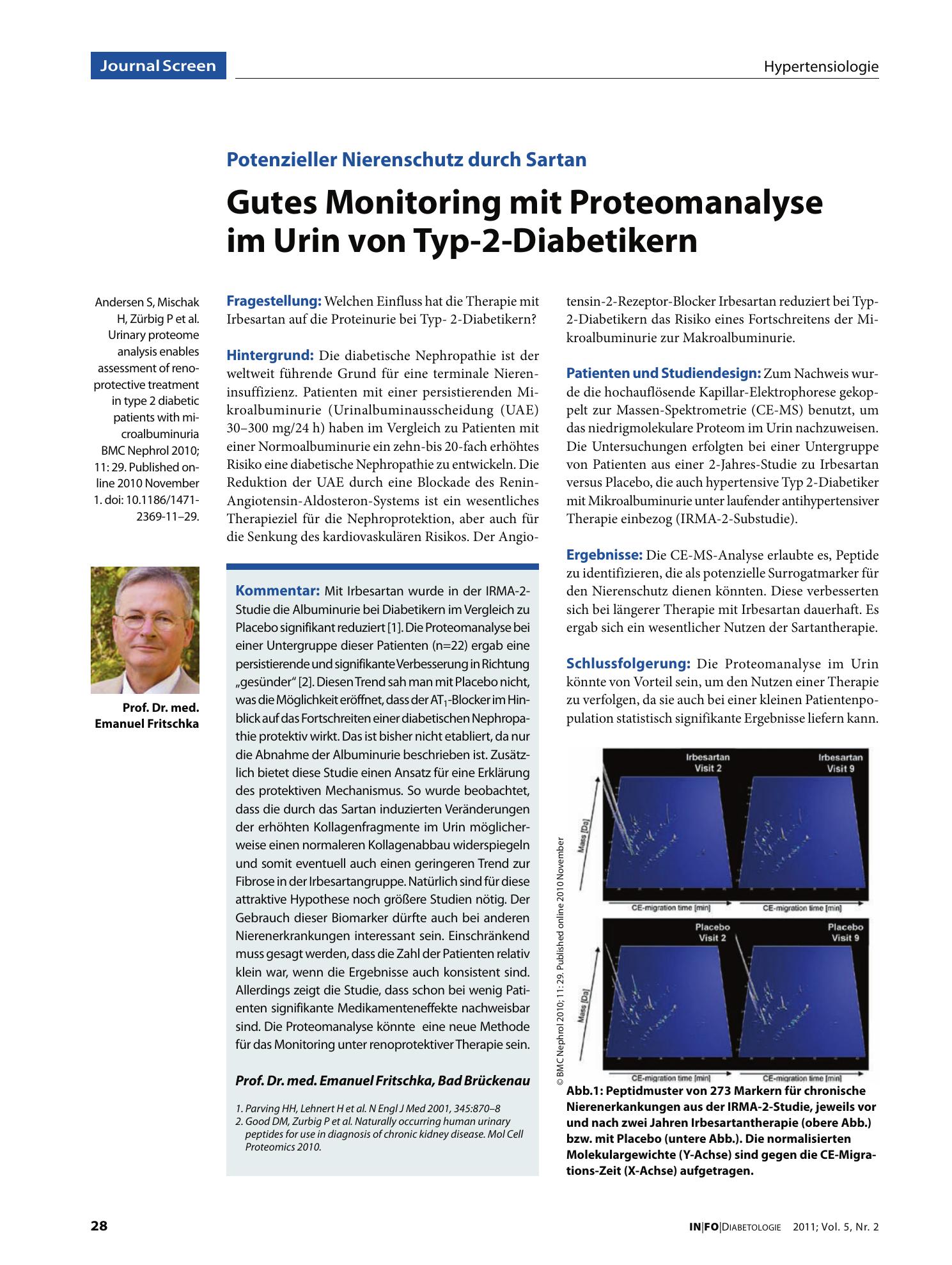 Vorschauseite 1: Gutes Monitoring mit Proteomanalyse im Urin von Typ-2-Diabetikern