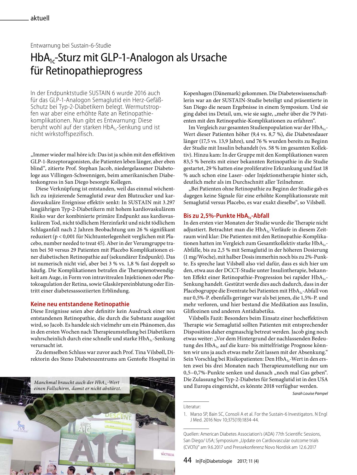 Vorschauseite 1: HbA1c-Sturz mit GLP-1-Analogon als Ursache für Retinopathieprogress