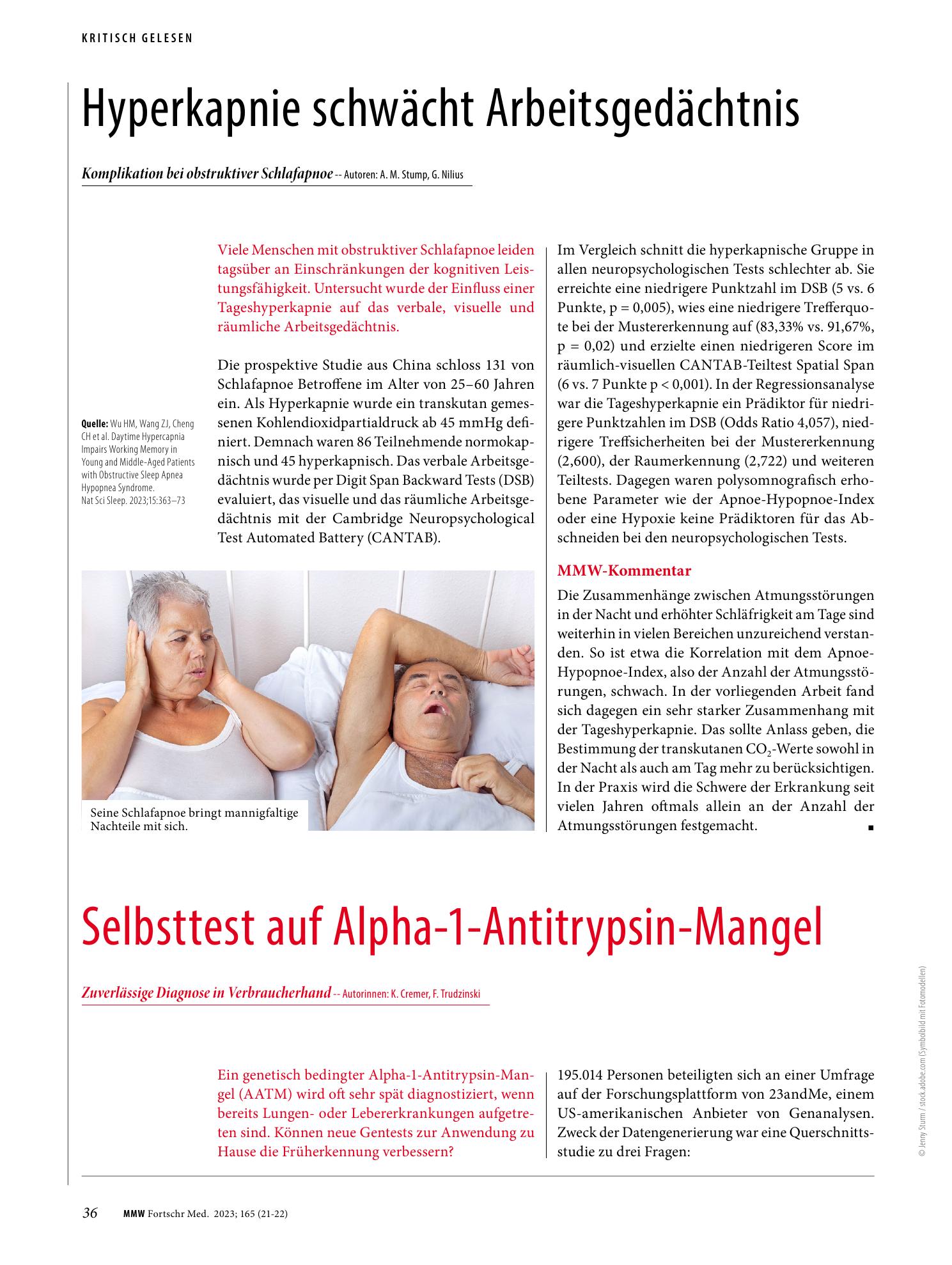 Vorschauseite 1: Hyperkapnie schwächt Arbeitsgedächtnis
