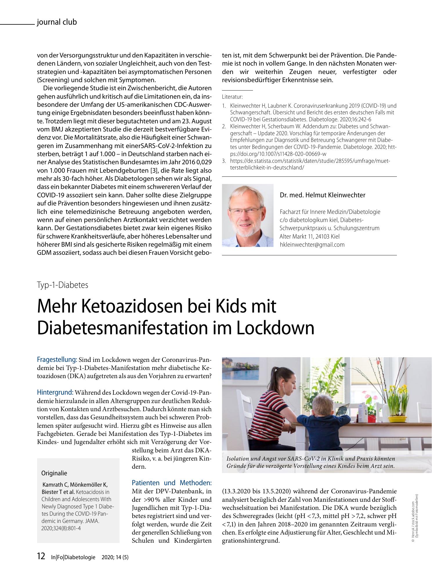 Vorschauseite 1: Mehr Ketoazidosen bei Kids mit Diabetesmanifestation im Lockdown