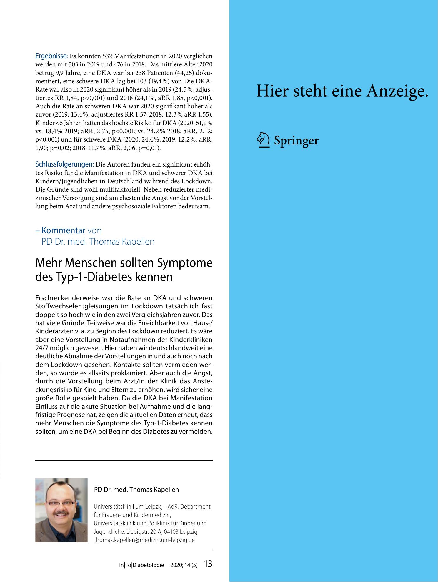 Vorschauseite 2: Mehr Ketoazidosen bei Kids mit Diabetesmanifestation im Lockdown