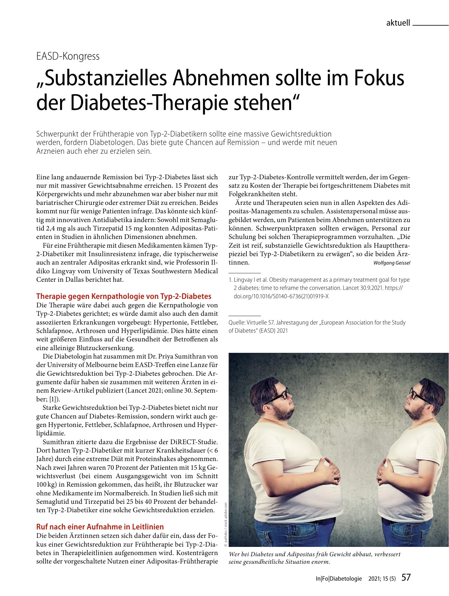 Vorschauseite 1: "Substanzielles Abnehmen sollte im Fokus der Diabetes-Therapie stehen"