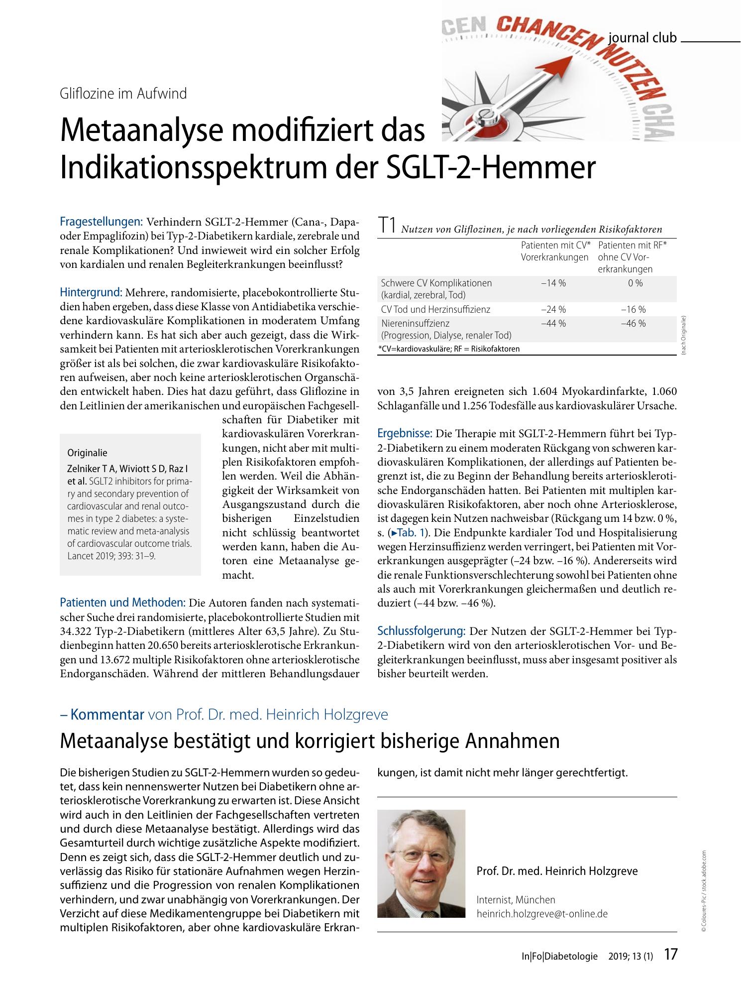 Vorschauseite 1: Metaanalyse modifiziert das Indikationsspektrum der SGLT-2-Hemmer