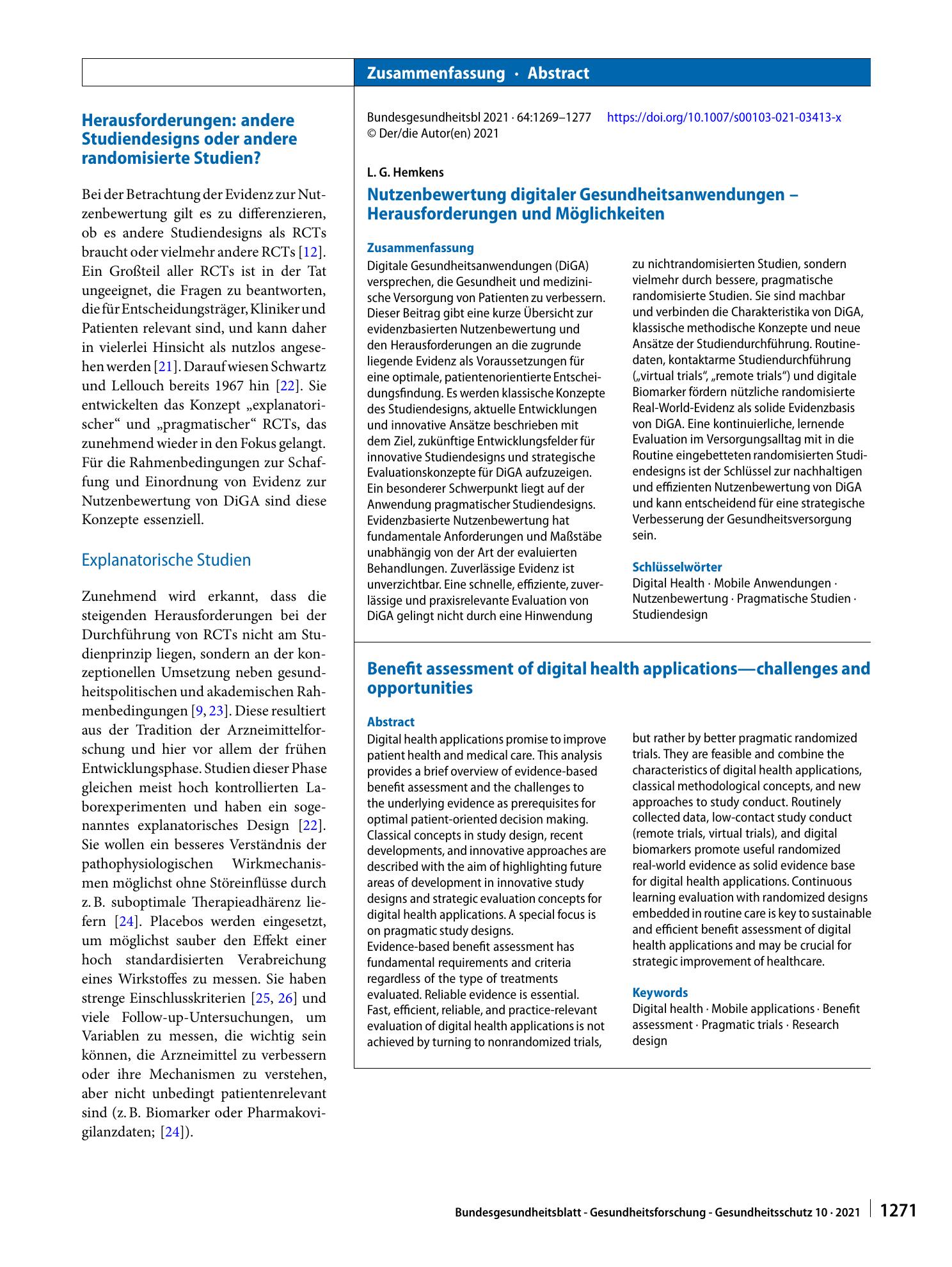 Vorschauseite 3: Nutzenbewertung digitaler Gesundheitsanwendungen – Herausforderungen und Möglichkeiten