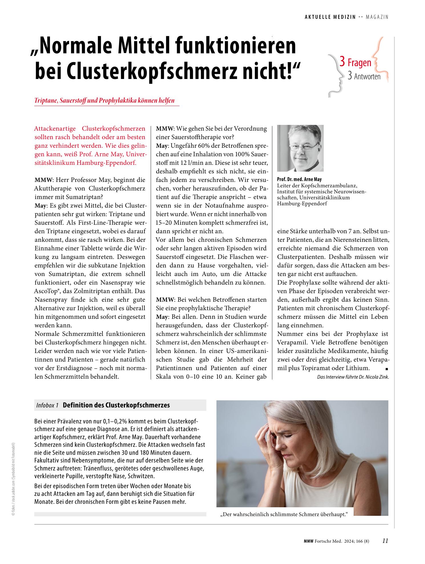 Vorschauseite 1: „Normale Mittel funktionieren bei Clusterkopfschmerz nicht!“