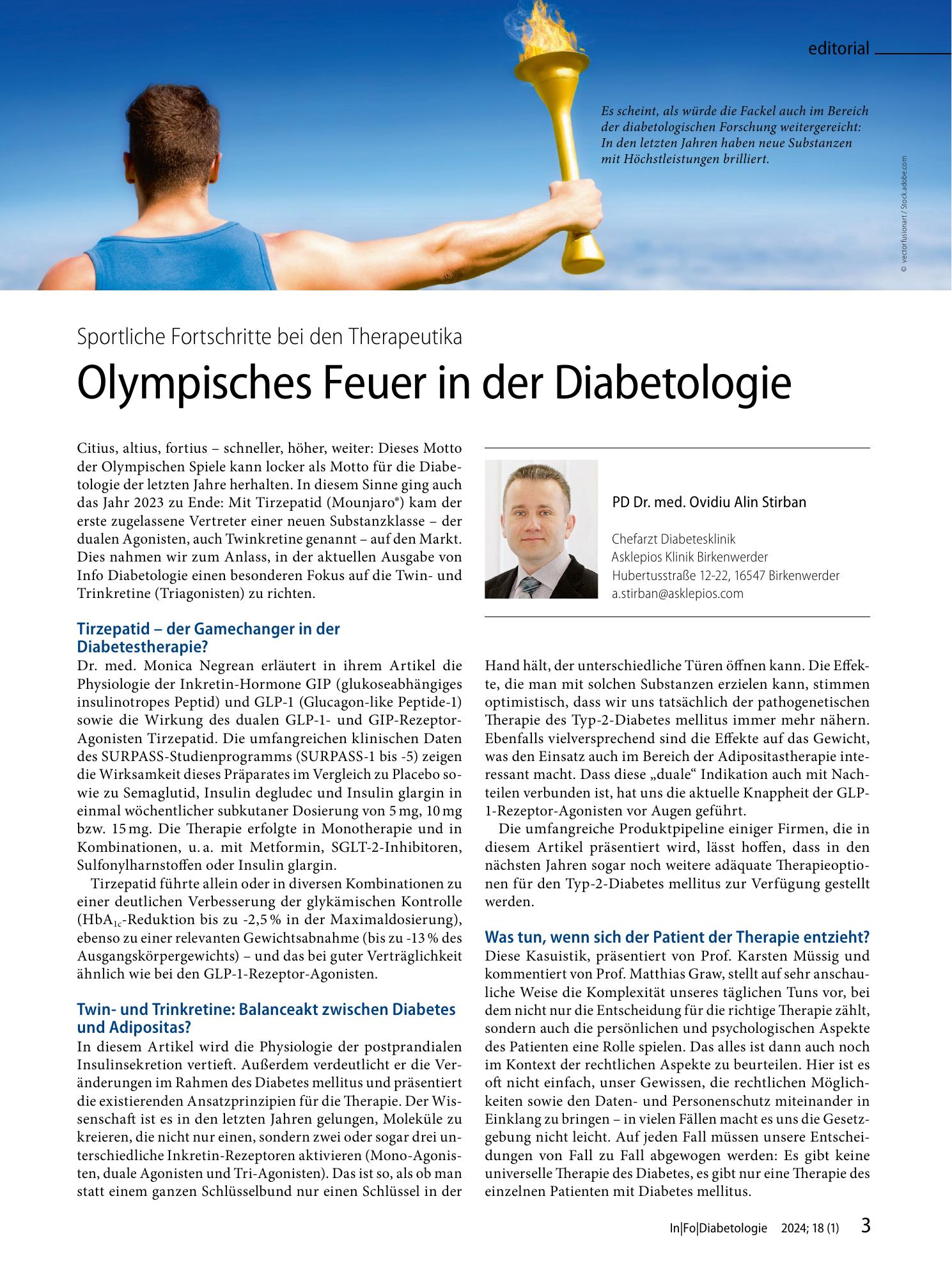 Vorschauseite 1: Olympisches Feuer in der Diabetologie