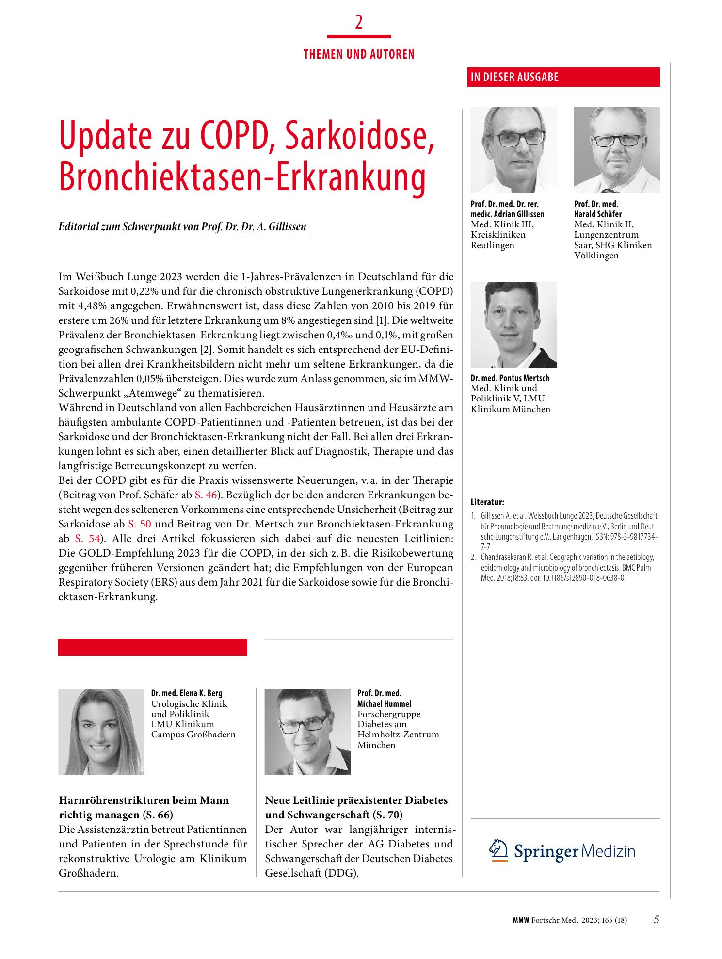 Vorschauseite 1: Update zu COPD, Sarkoidose, Bronchiektasen-Erkrankung